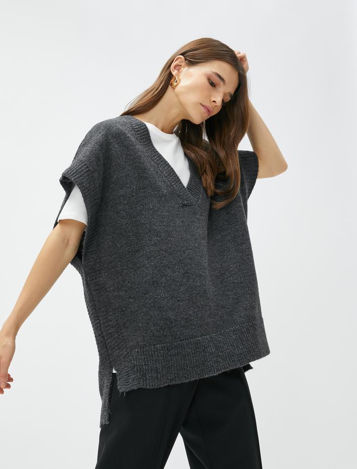 V Yaka Süveter Oversize