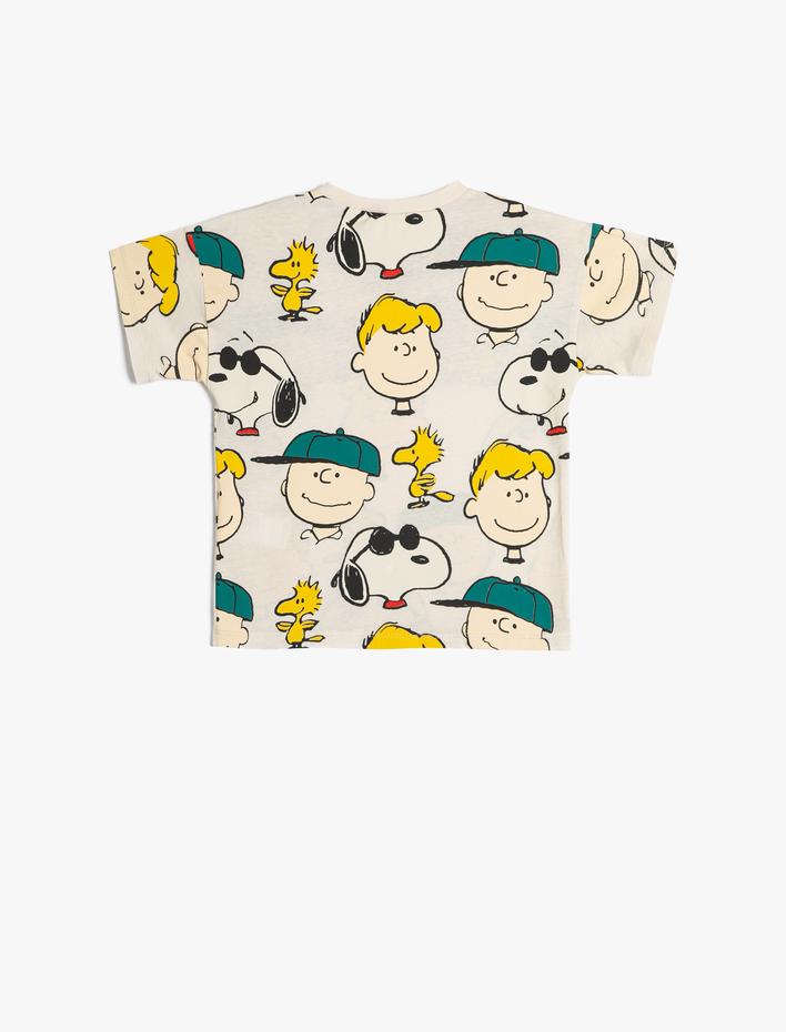 Erkek Bebek Snoopy Tişört Lisanslı Kısa Kollu Bisiklet Yaka Pamuklu