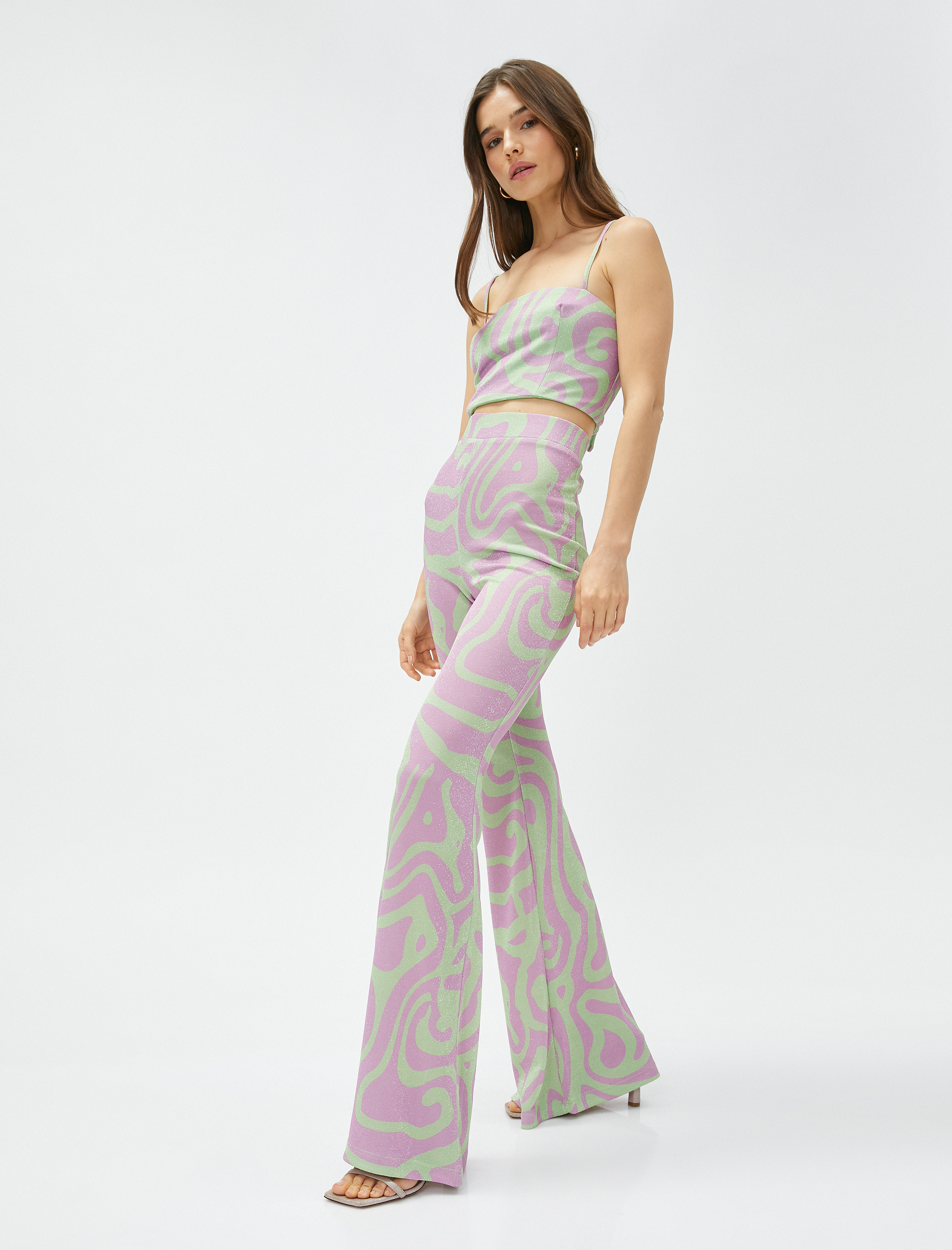   İspanyol Paça Abiye Pantolon Simli