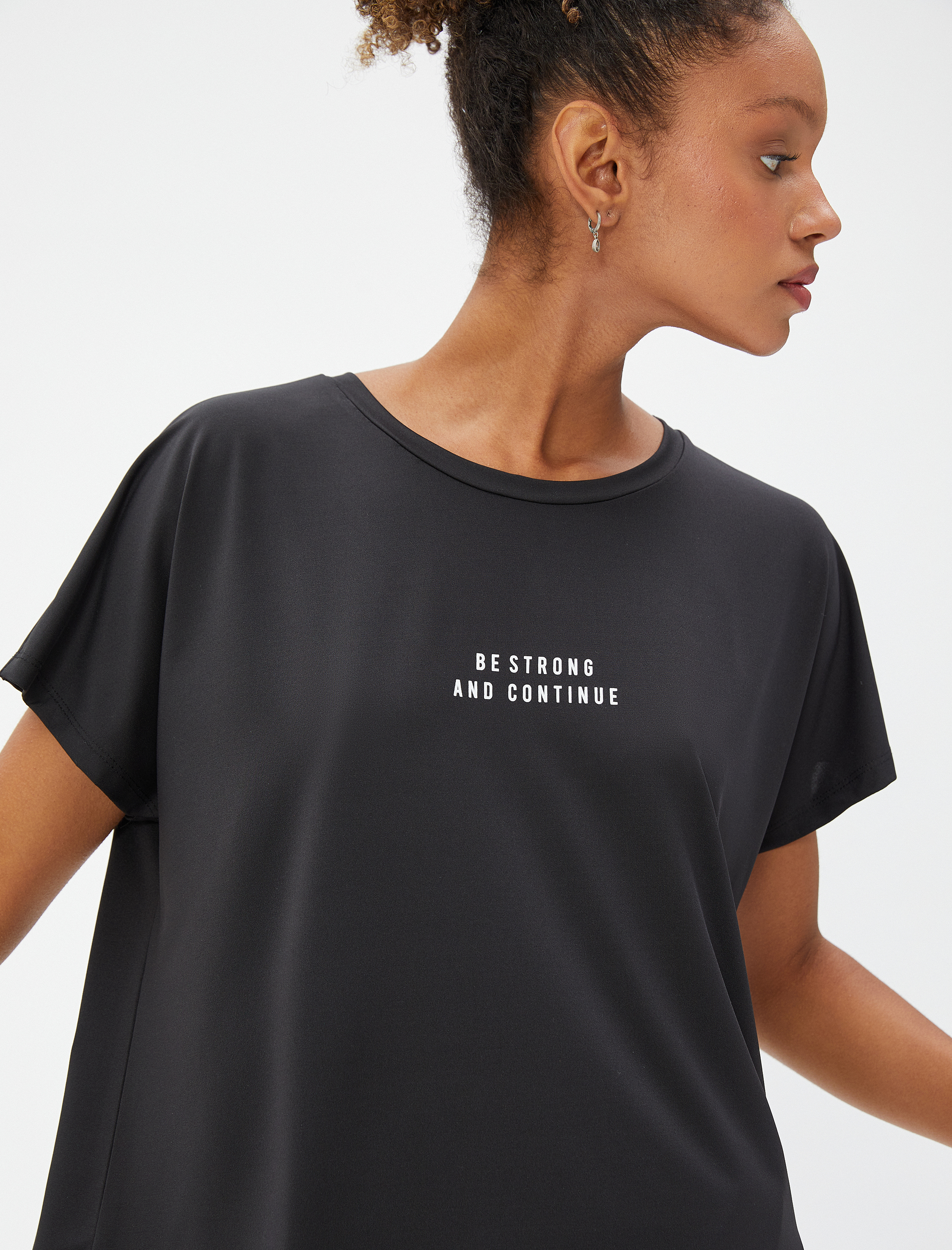   Slogan Baskılı Spor Tişört Relax Fit