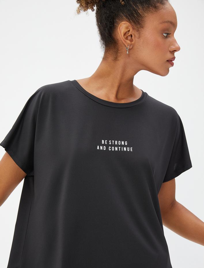  Slogan Baskılı Spor Tişört Relax Fit