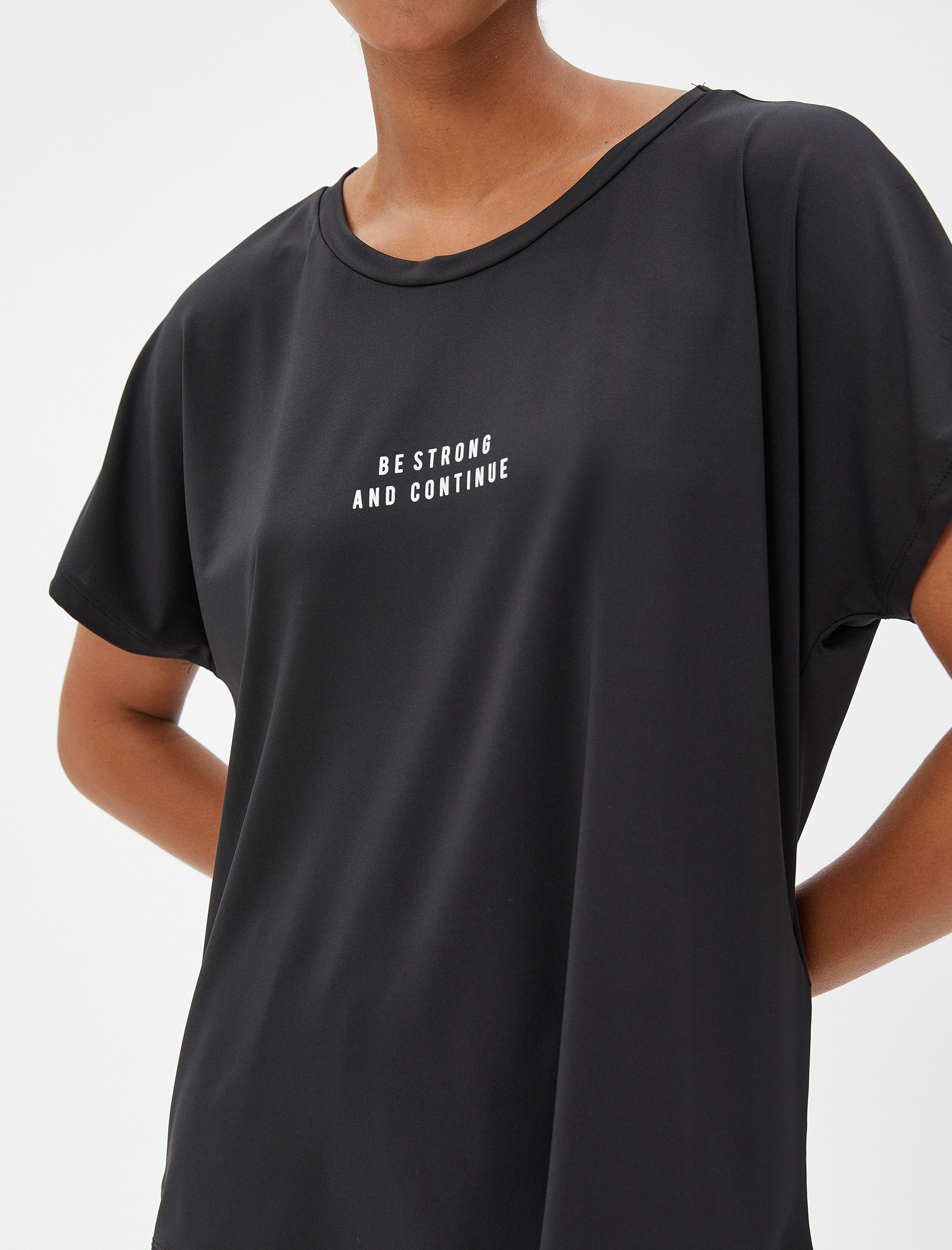   Slogan Baskılı Spor Tişört Relax Fit