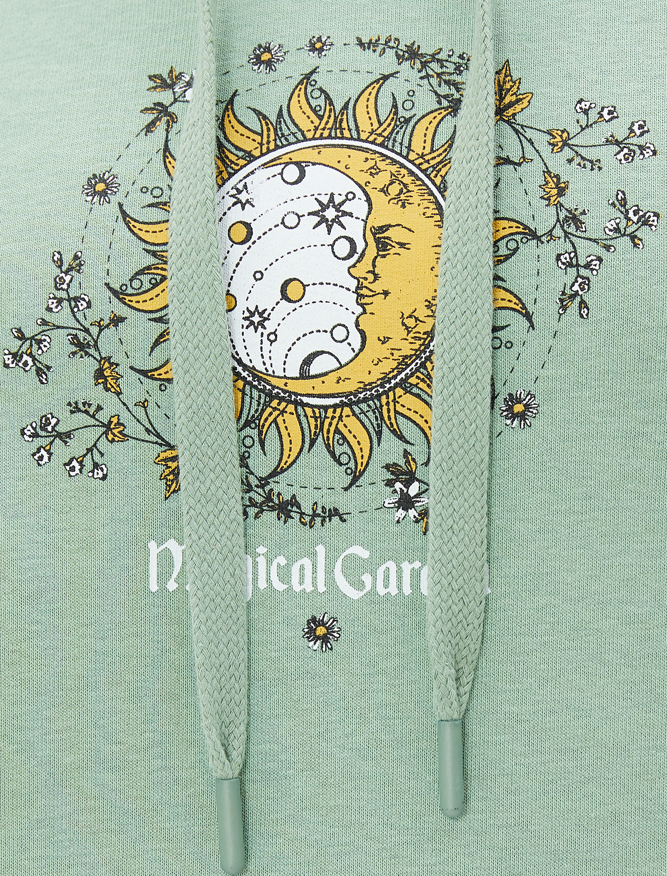   Şardonlu Kapüşonlu Sweatshirt Baskılı Kanguru Cepli Uzun Kollu