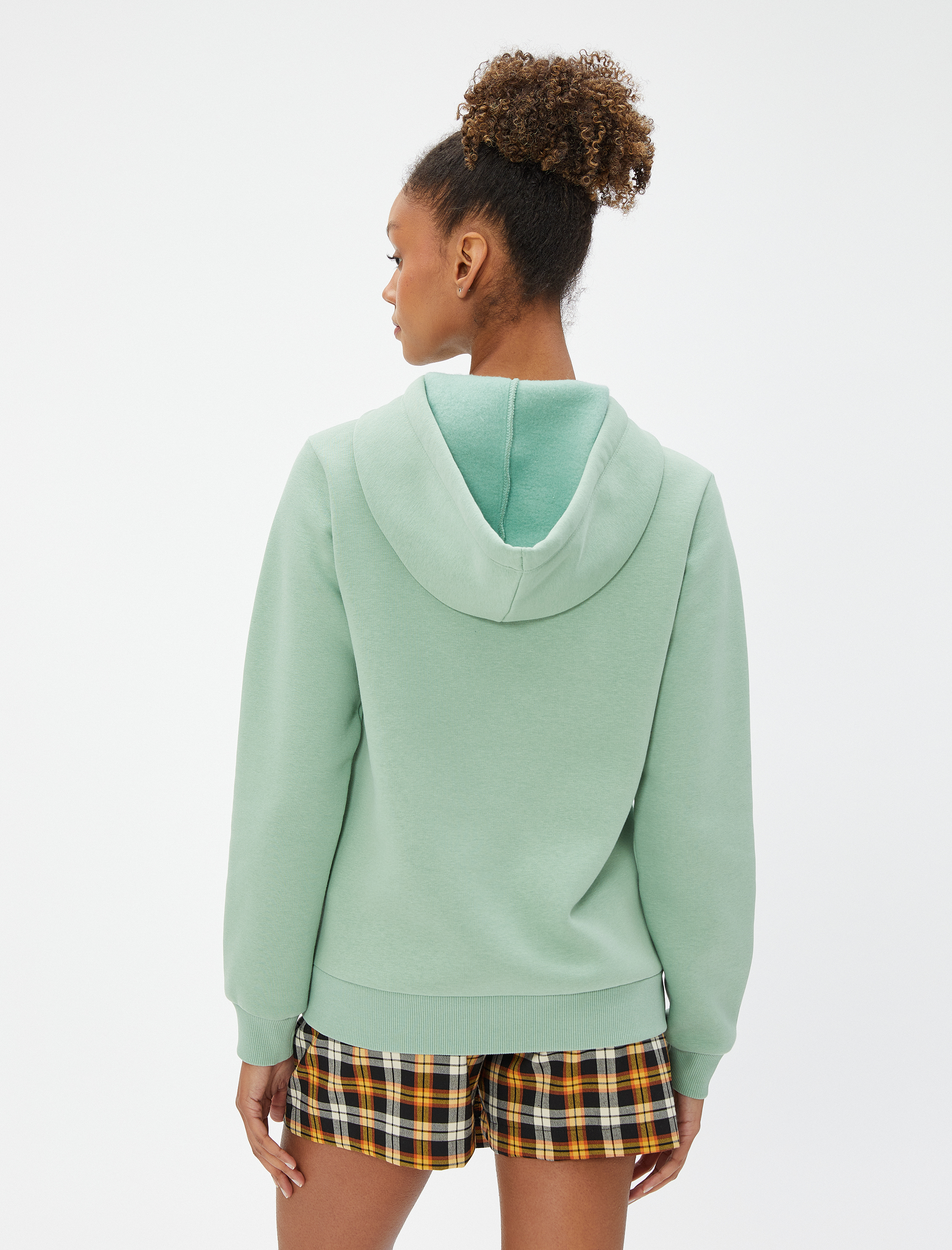   Şardonlu Kapüşonlu Sweatshirt Baskılı Kanguru Cepli Uzun Kollu