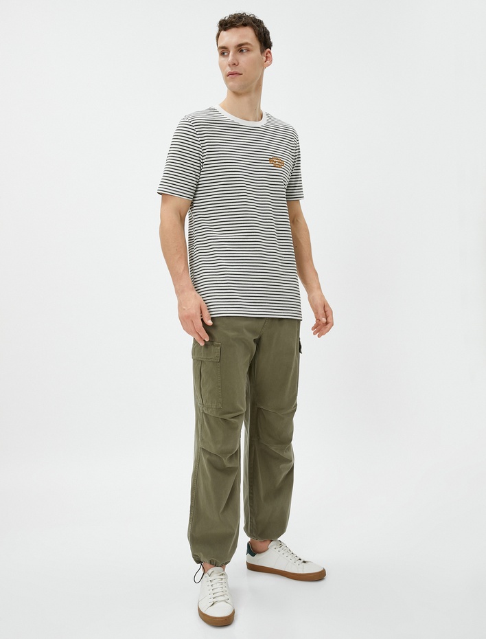  Kolej Tişört İşlemeli Bisiklet Yaka Kısa Kollu