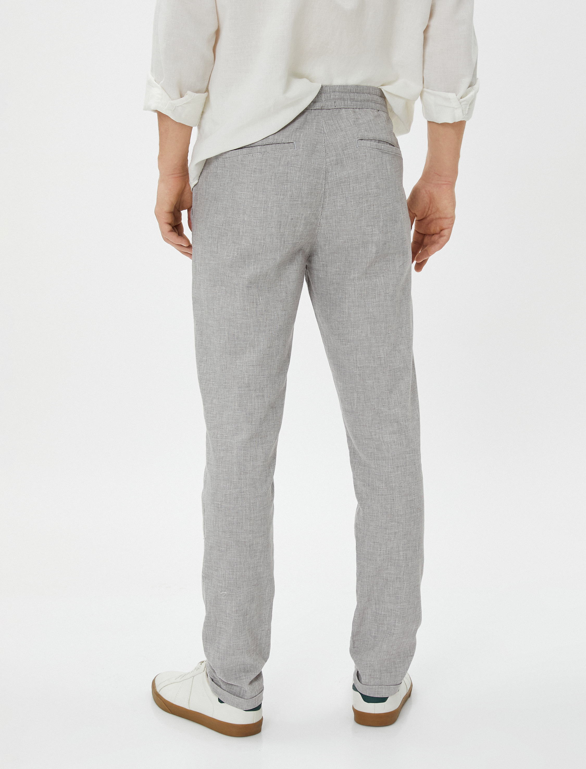   Keten Karışımlı Pantolon Beli Bağcıklı Tapered Fit Cep Detaylı