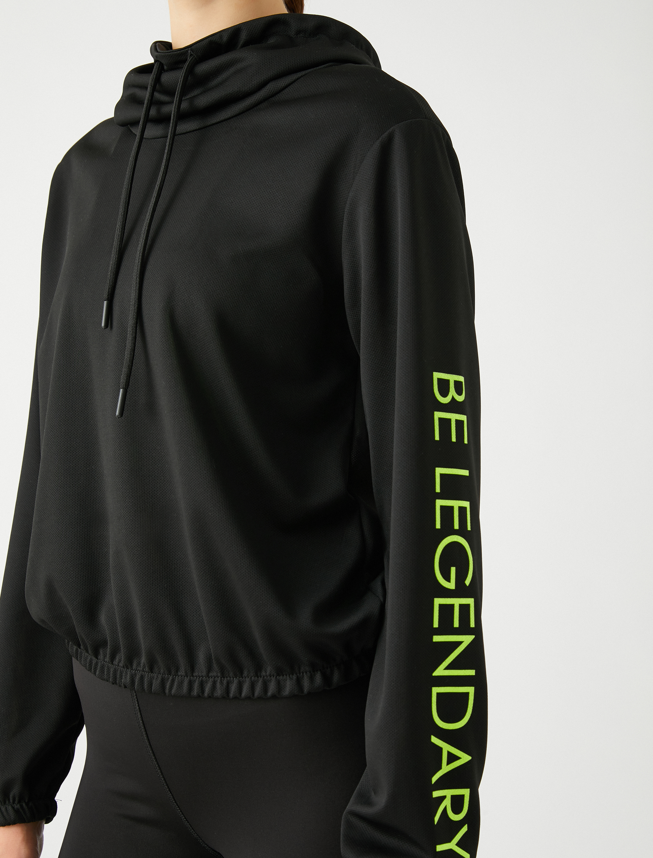   Spor Sweatshirt Slogan Baskılı Kapüşonlu