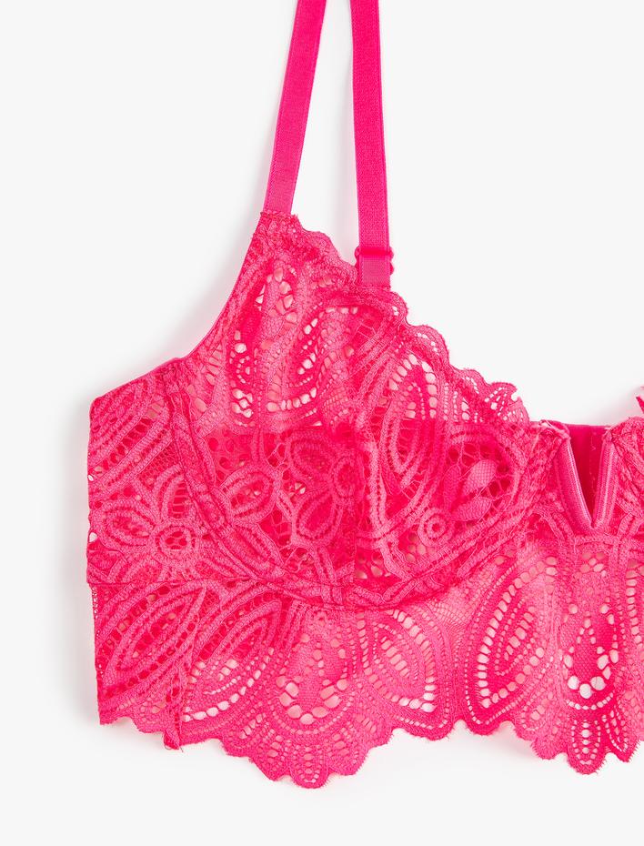  Dantelli Bralet Sütyen Balenli Dolgusuz Desteksiz