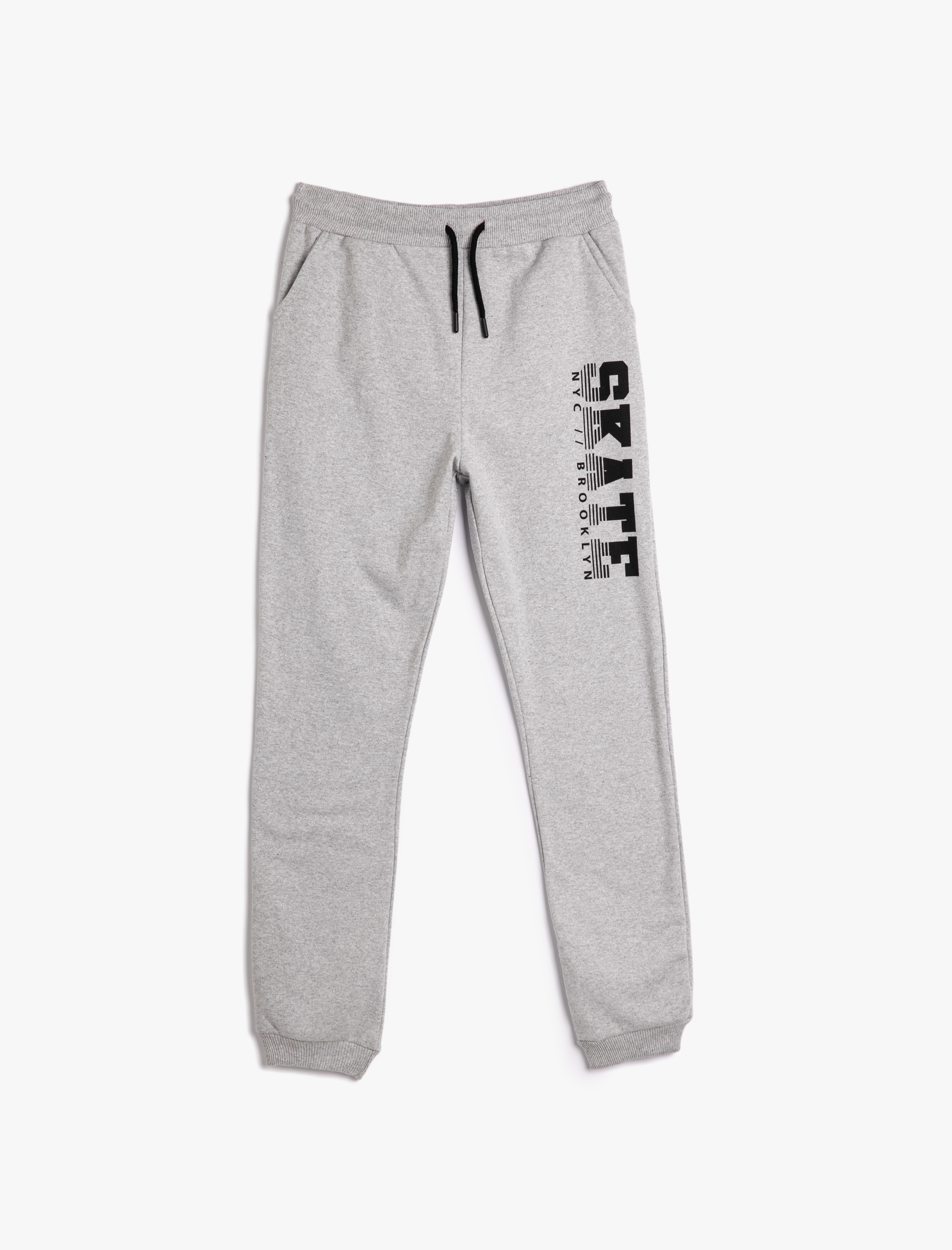  Erkek Çocuk Jogger Eşofman Altı Cepli Beli Bağlamalı Baskı Detaylı