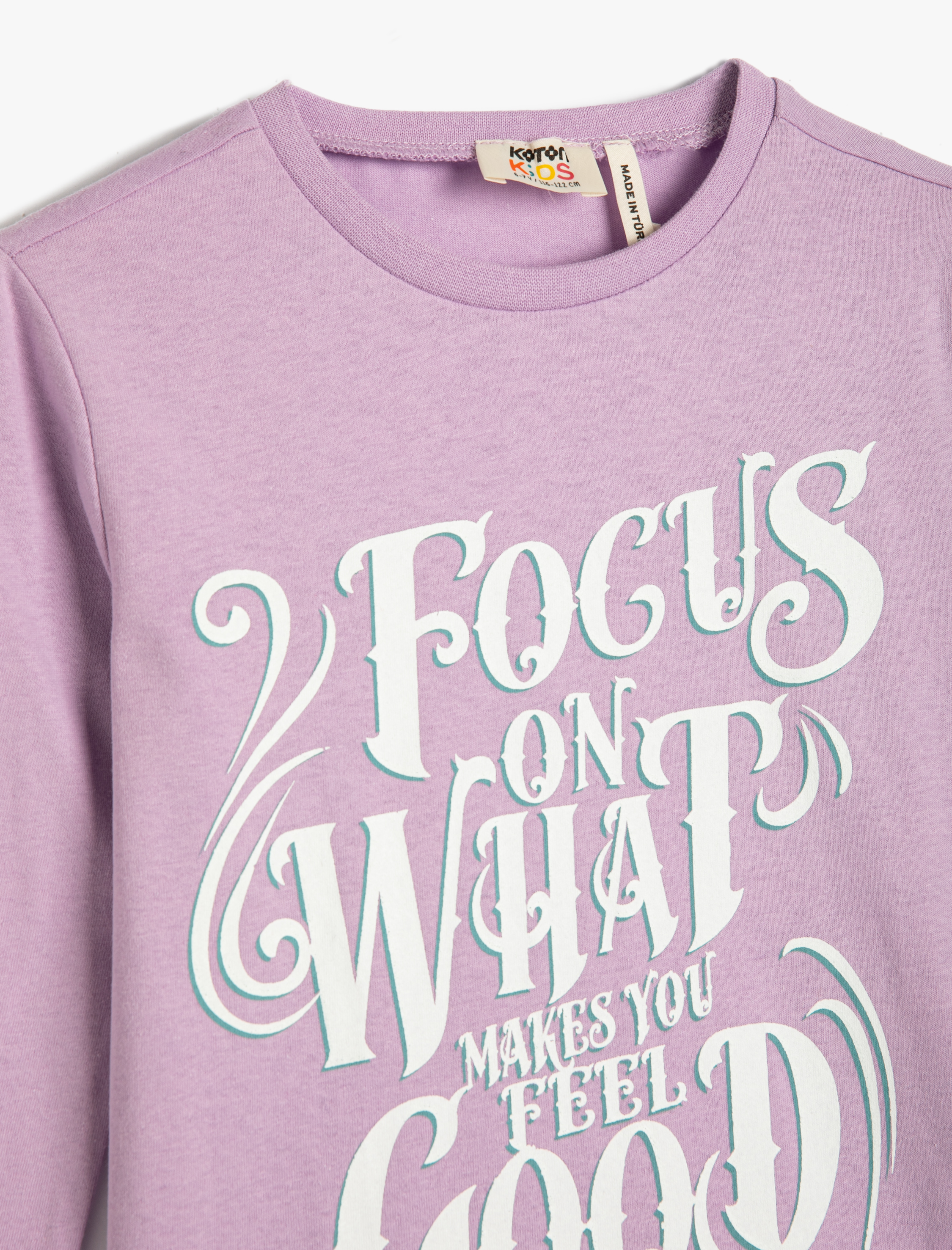  Kız Çocuk Tişört Uzun Kollu Bisiklet Yaka Baskılı Pamuklu