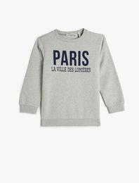 Sweatshirt Uzun Kollu Bisiklet Yaka Baskılı