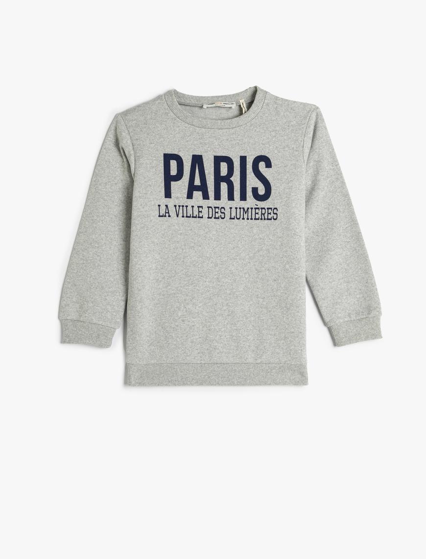  Erkek Çocuk Sweatshirt Uzun Kollu Bisiklet Yaka Baskılı