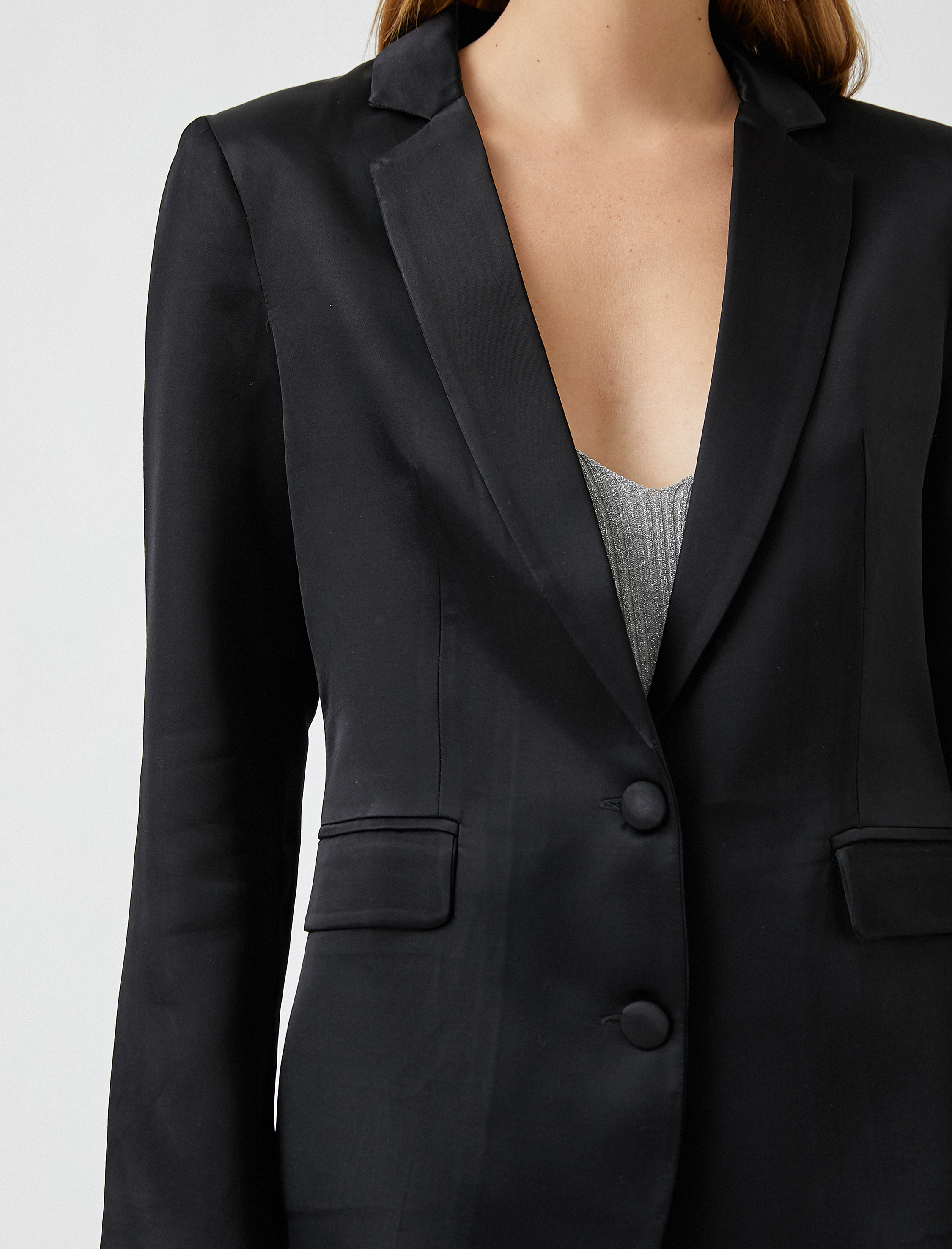   Saten Blazer Ceket  Kumaş Karışımlı