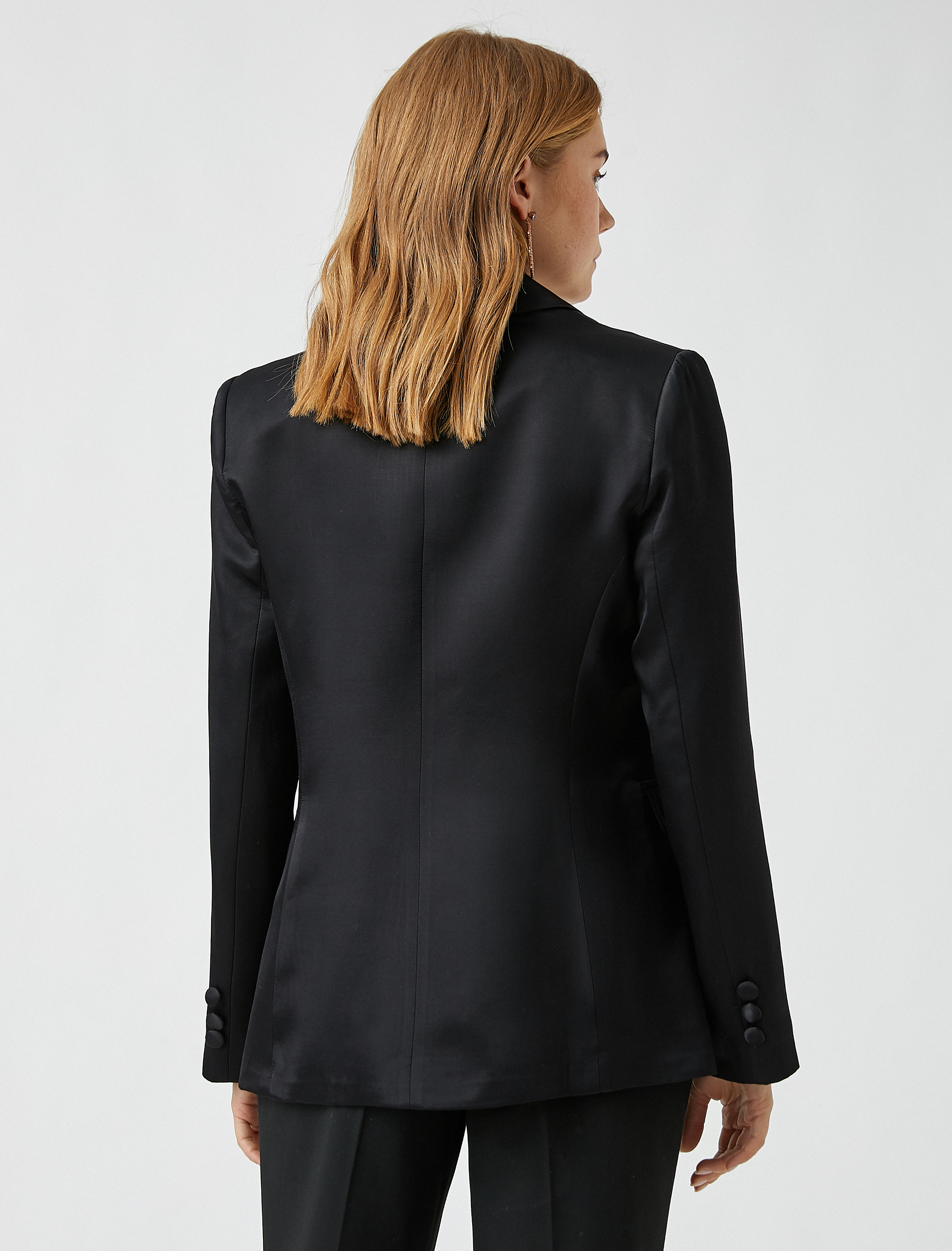   Saten Blazer Ceket  Kumaş Karışımlı