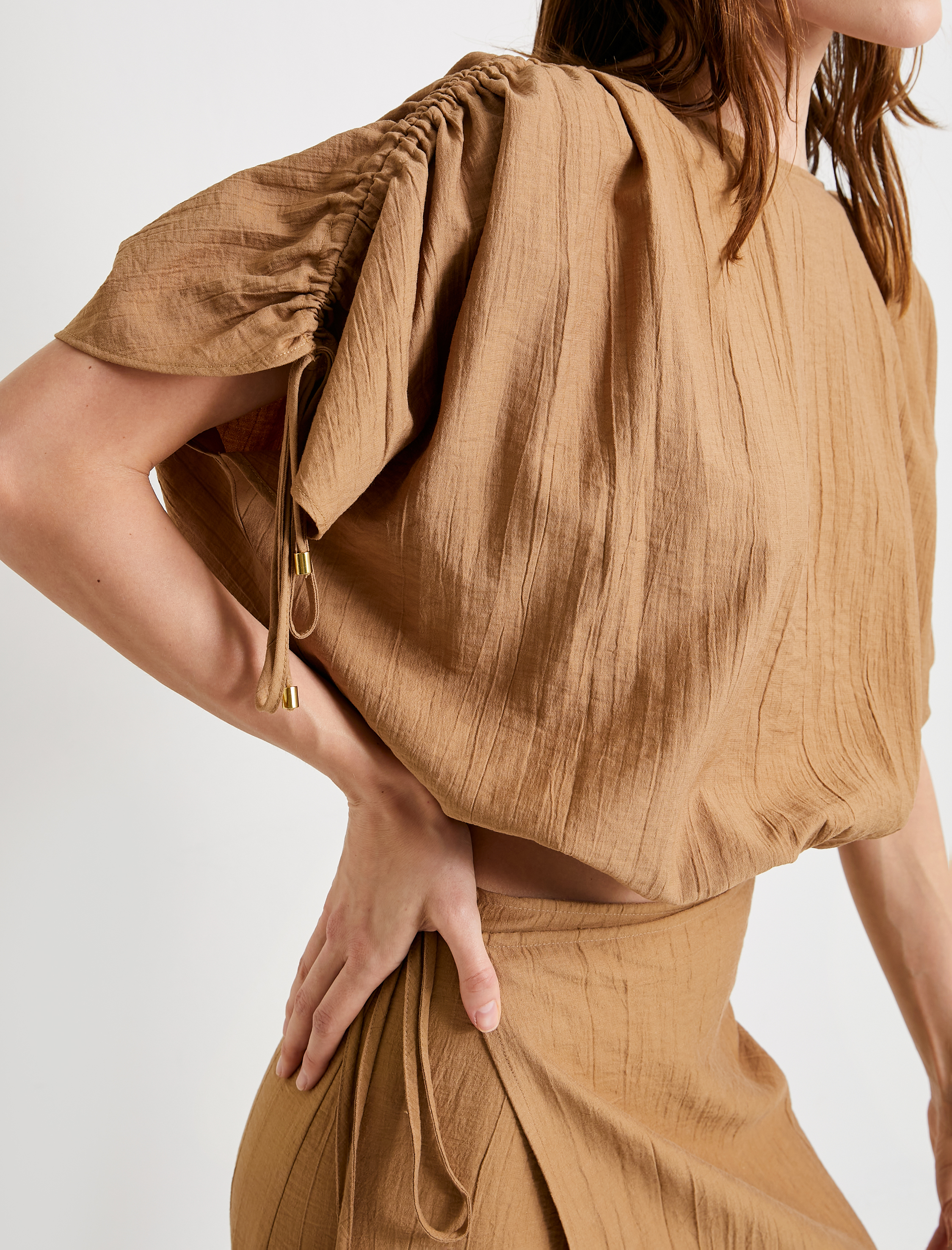   Crop Bluz Drapeli Yarasa Kollu