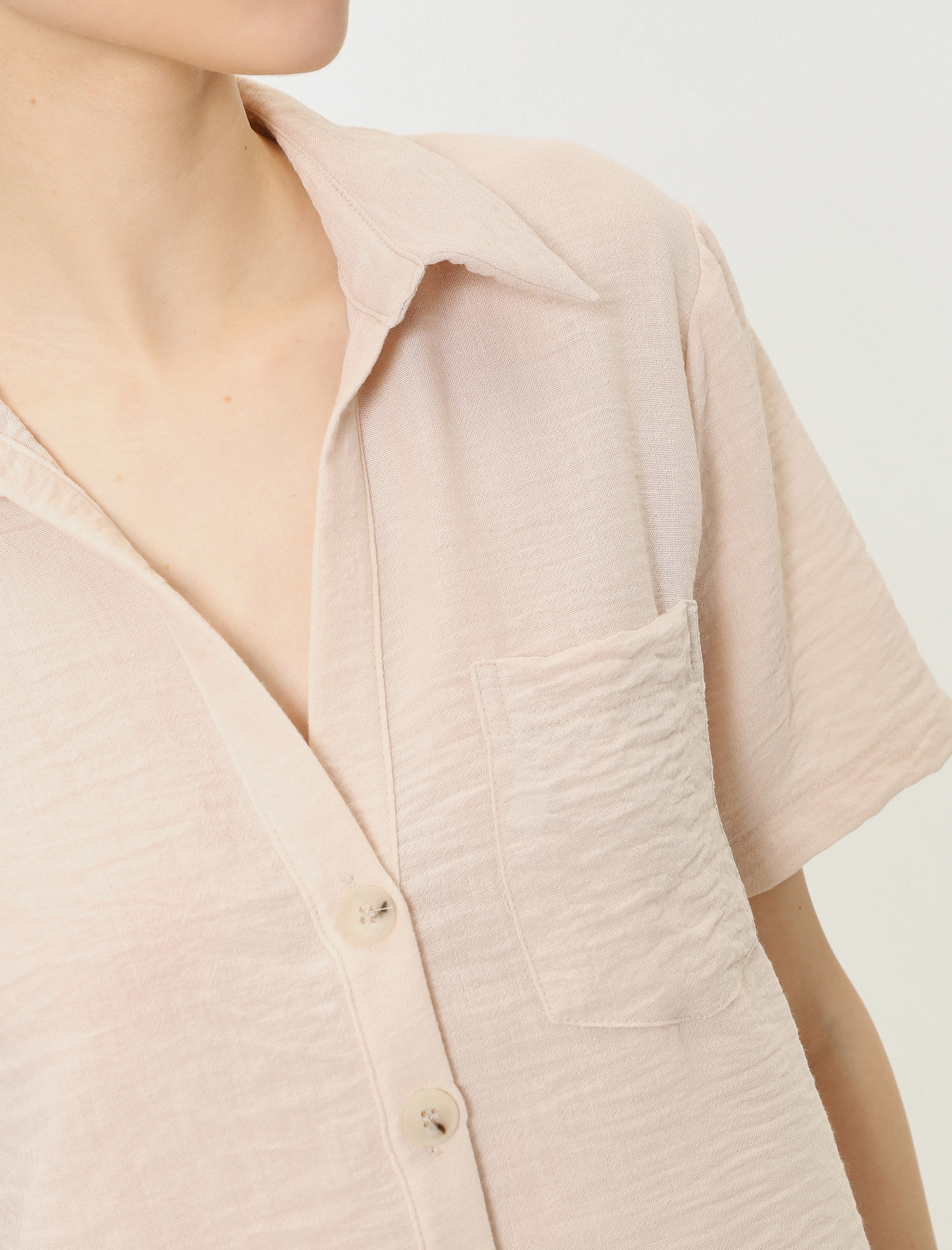   Crop Kısa Kollu Gömlek Rahat Kalıp