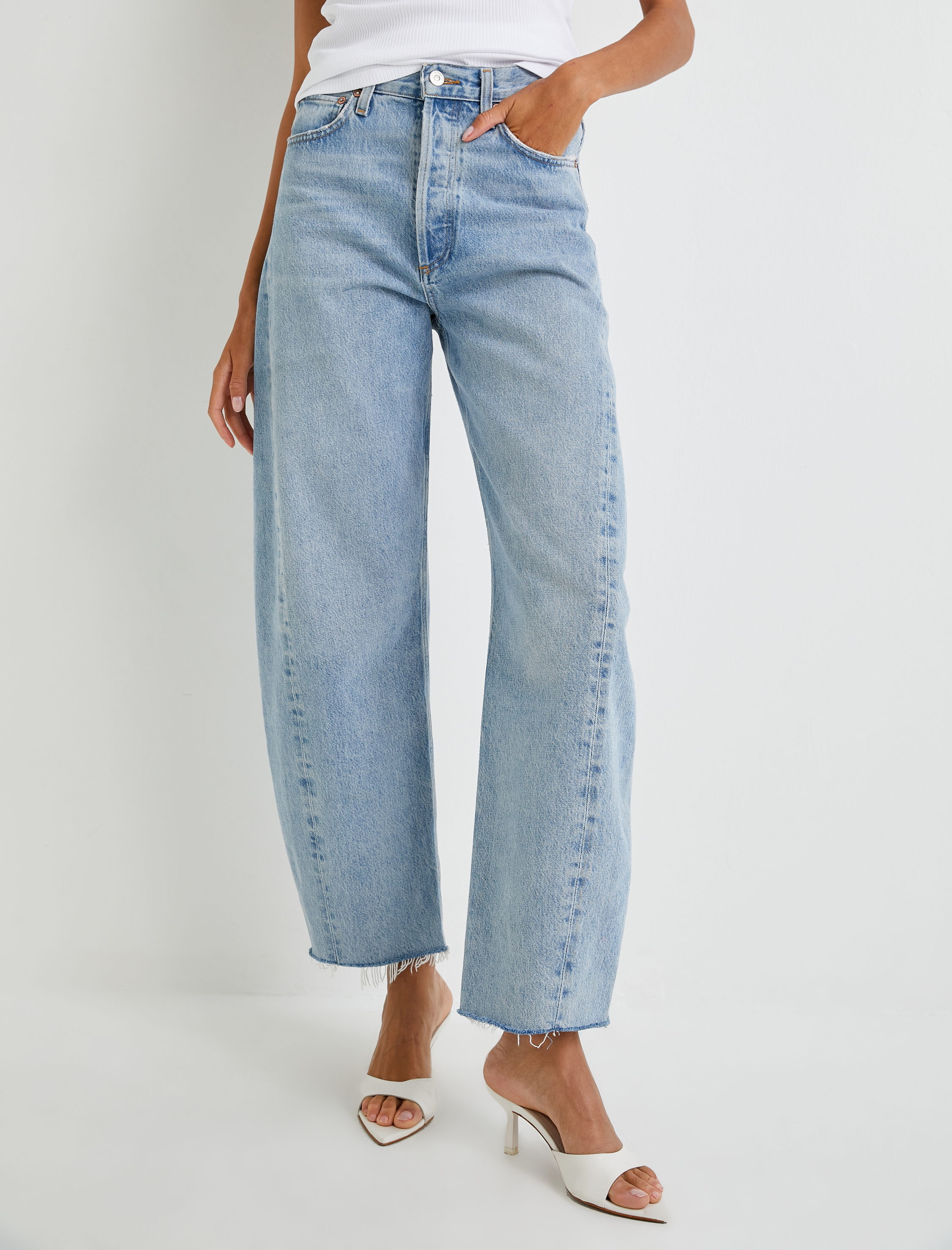   Barrel Fit Kot Pantolon Yüksek Bel Rahat Kalıp - Barrel Fit Jean