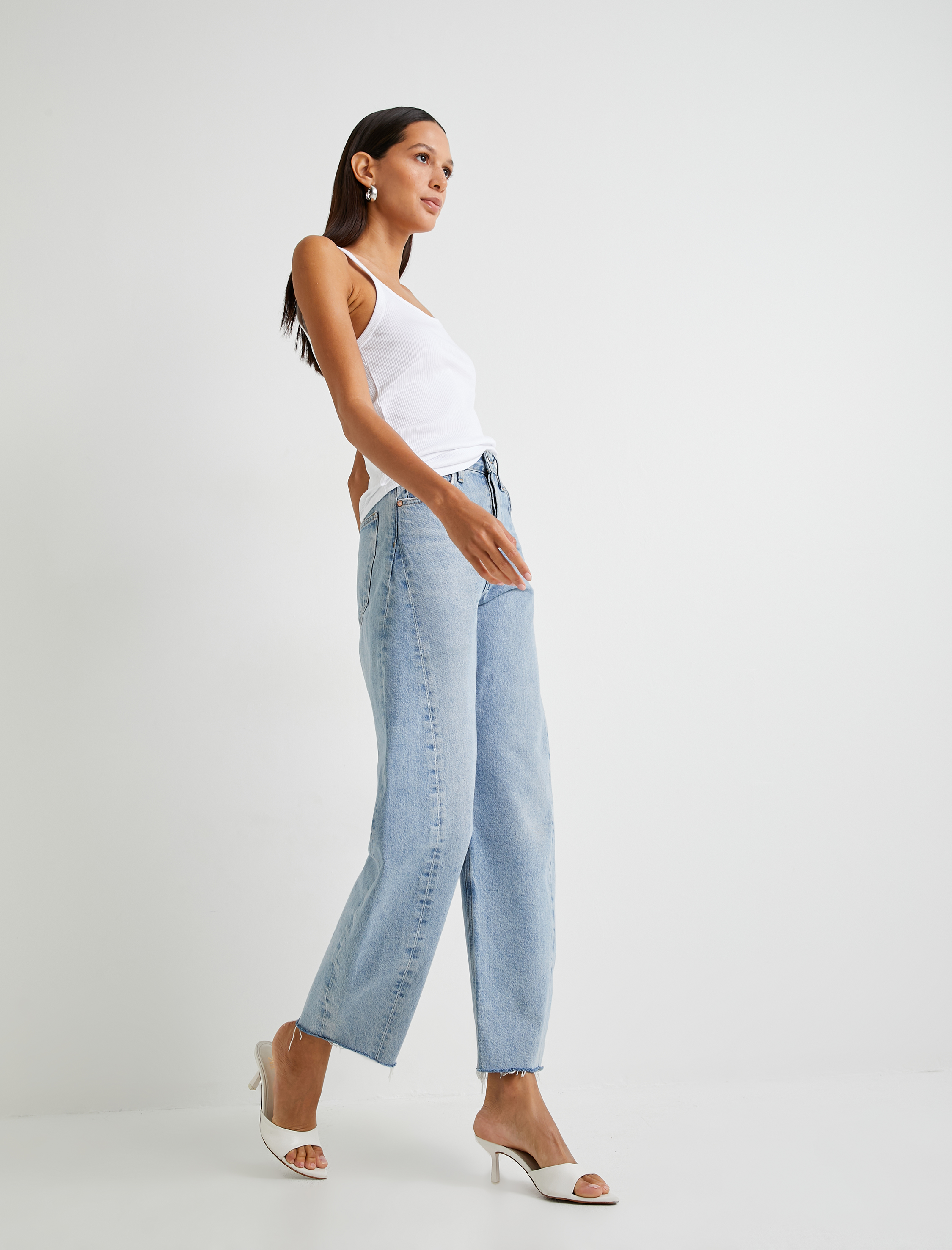   Barrel Fit Kot Pantolon Yüksek Bel Rahat Kalıp - Barrel Fit Jean