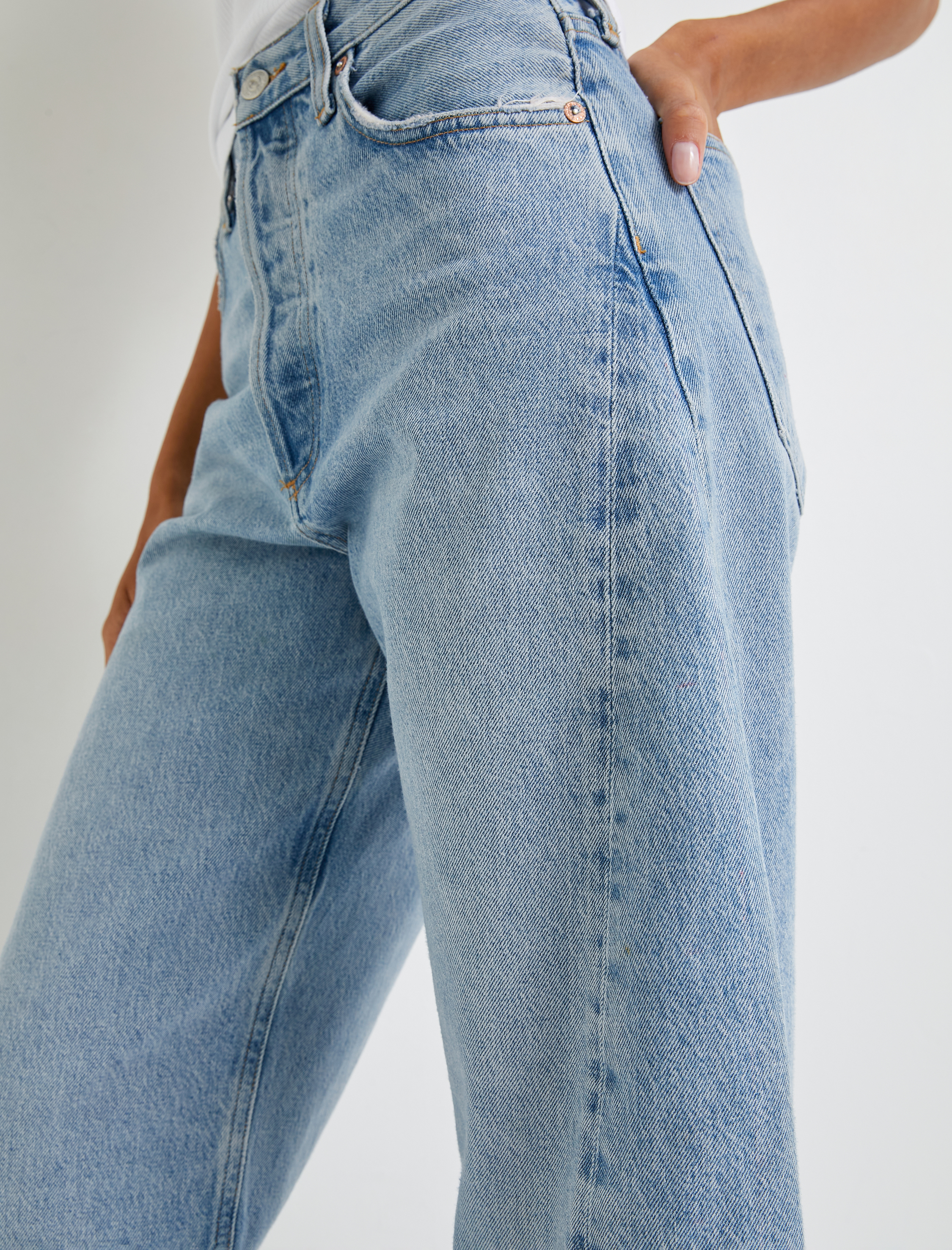   Barrel Fit Kot Pantolon Yüksek Bel Rahat Kalıp - Barrel Fit Jean