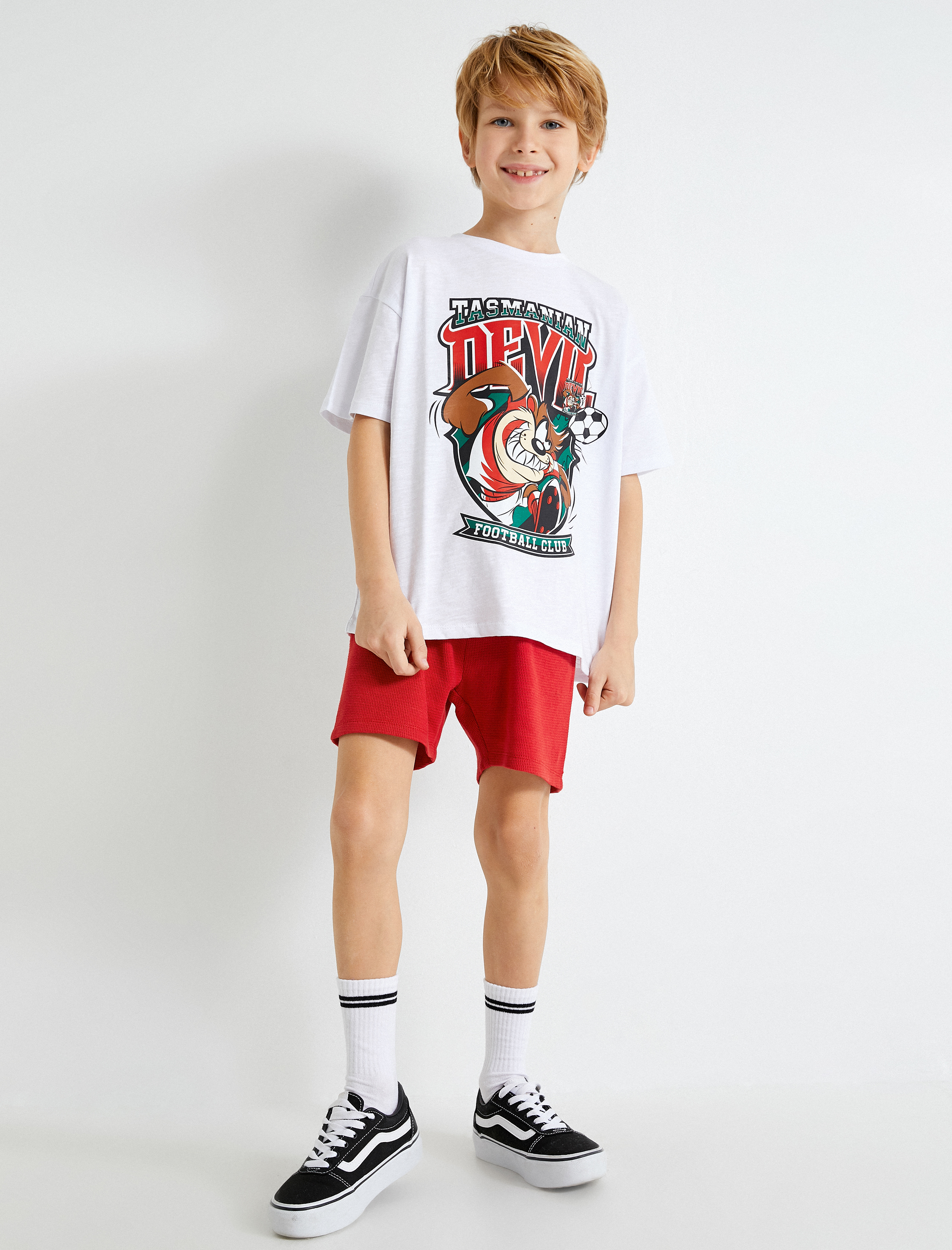  Erkek Çocuk Basic Şort Beli Bağlamalı Pamuklu