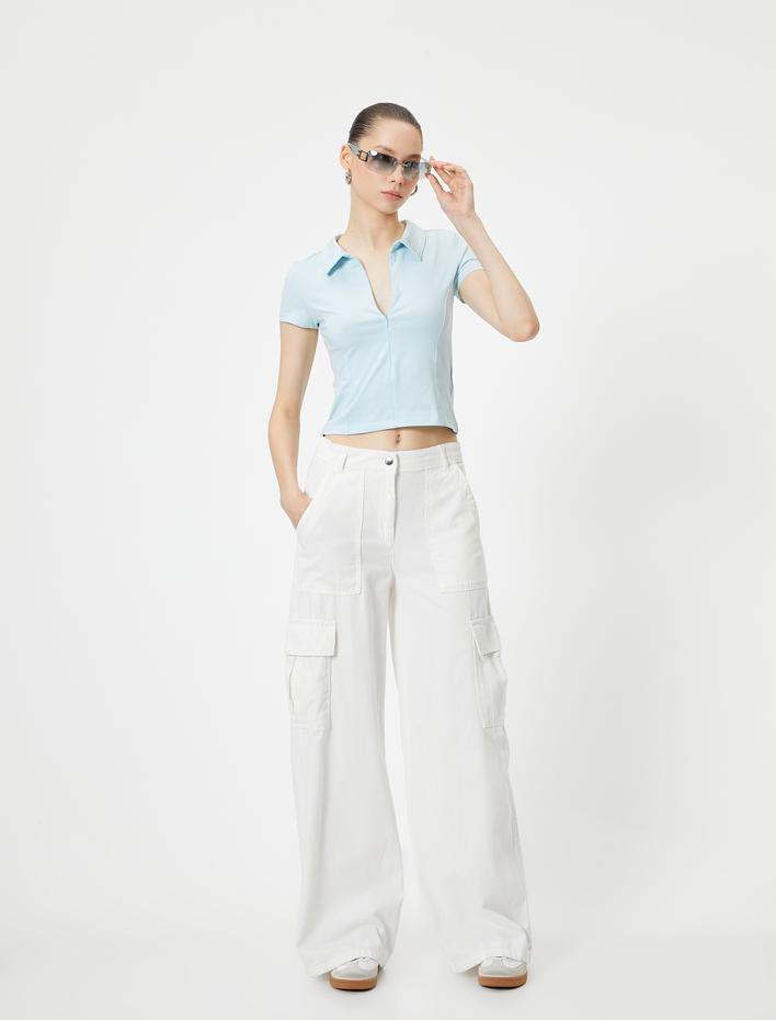  Fermuarlı Polo Tişört Kısa Kollu Slim Fit