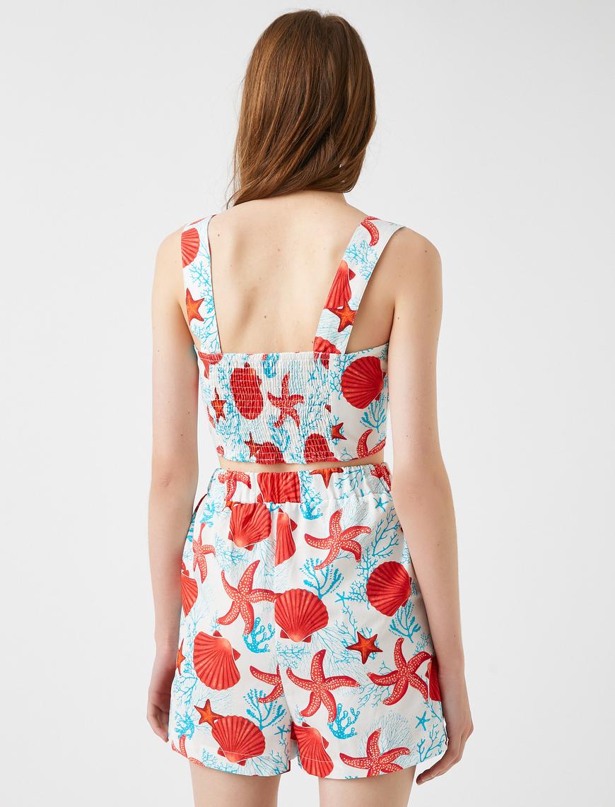   Crop Atlet Desenli Pamuklu