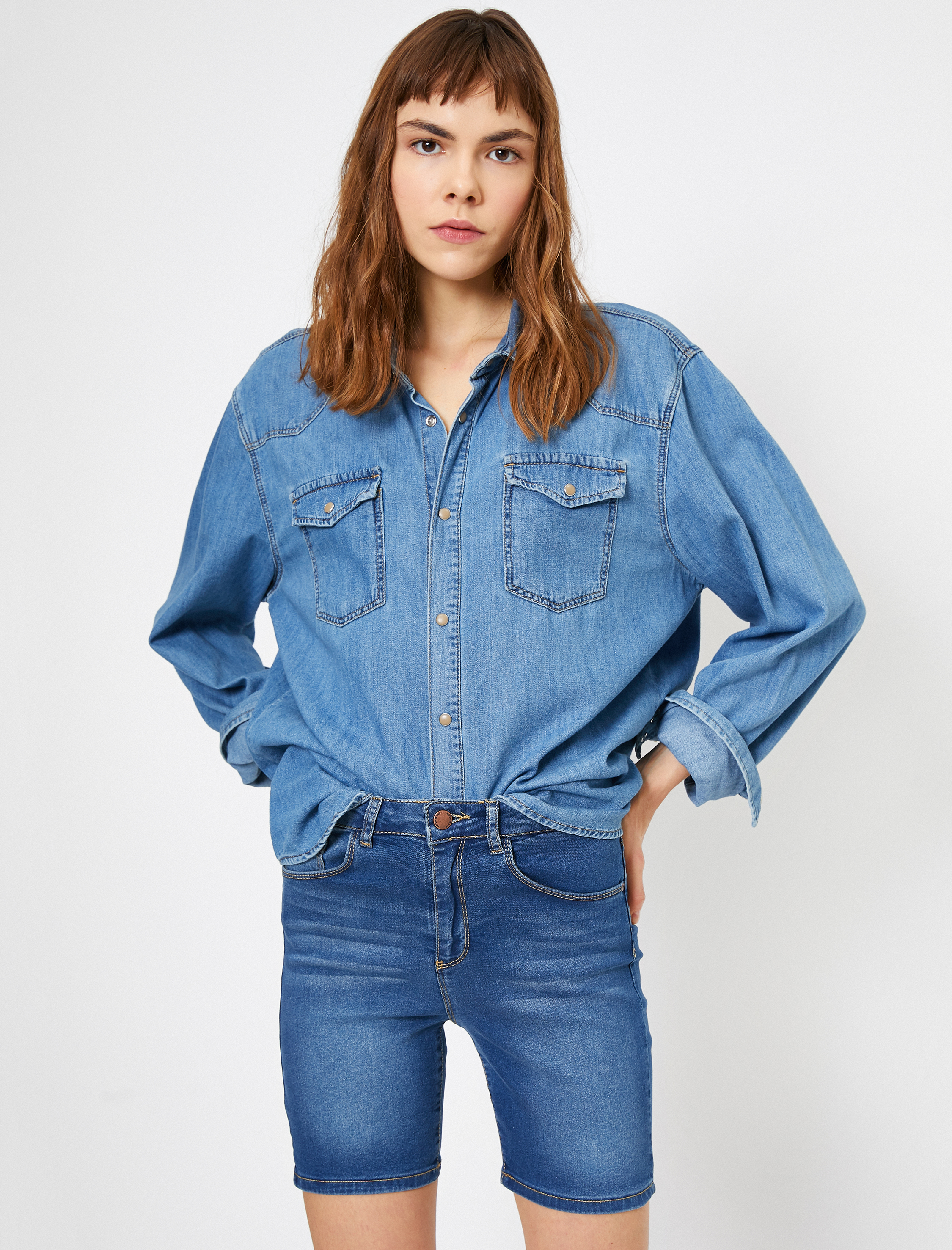   Cep Detaylı Jean Şort