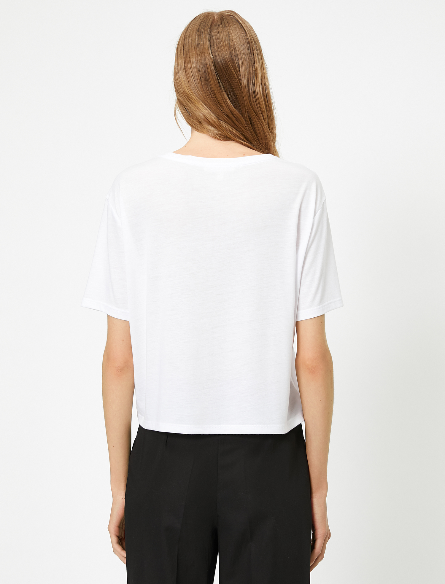   Leopar Desenli Yazı Baskılı Bisiklet Yaka Tişört