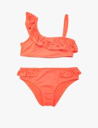 Bikini Set Fırfırlı Tek Omuz 2 Parça