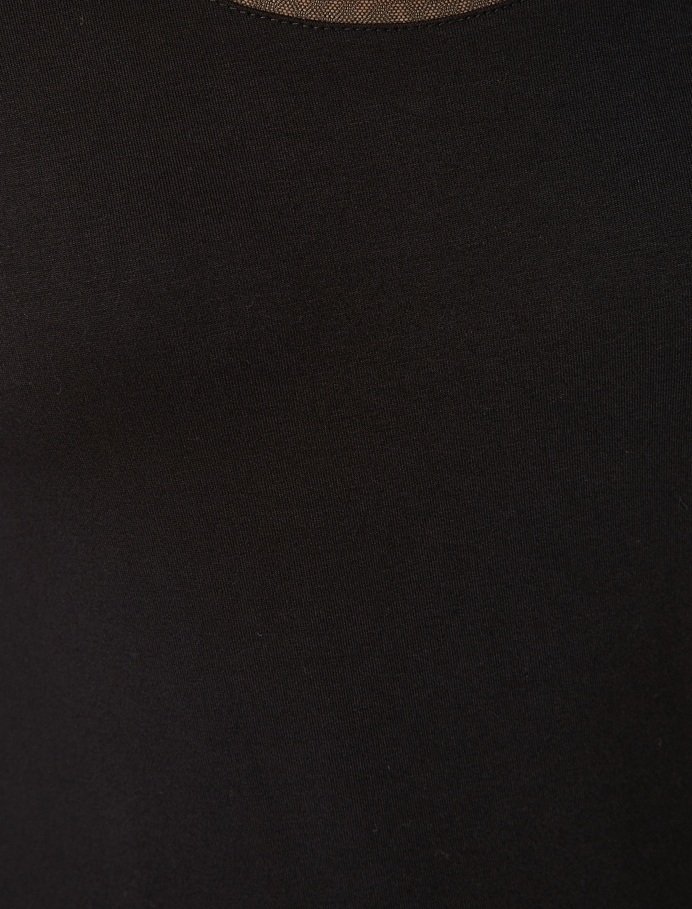   Uzun Kollu Tişört Tül Detaylı Yuvarlak Yaka