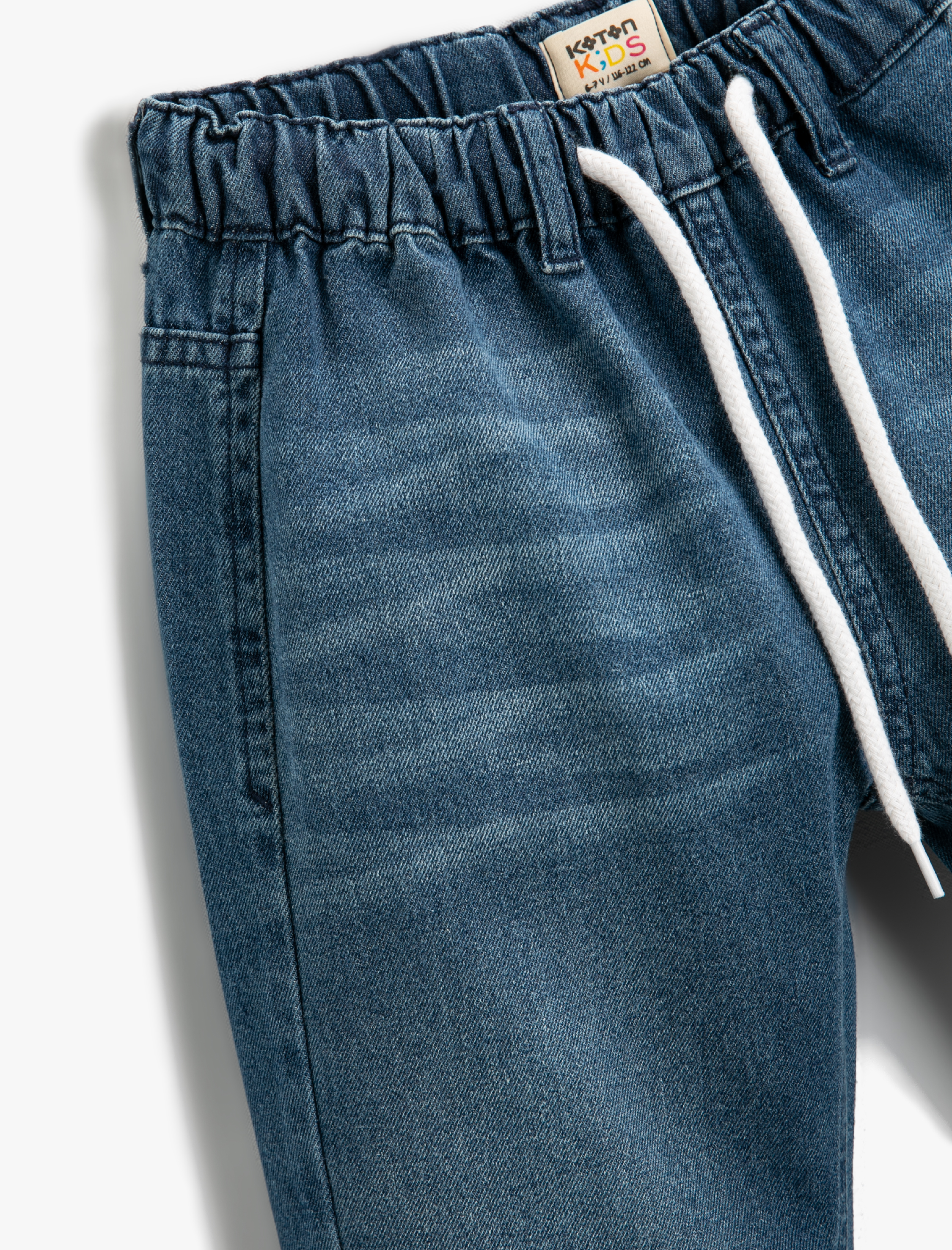  Erkek Çocuk Kot Pantolon Rahat Kesim Beli Bağlamalı Pamuklu Cepli - Loose Jean