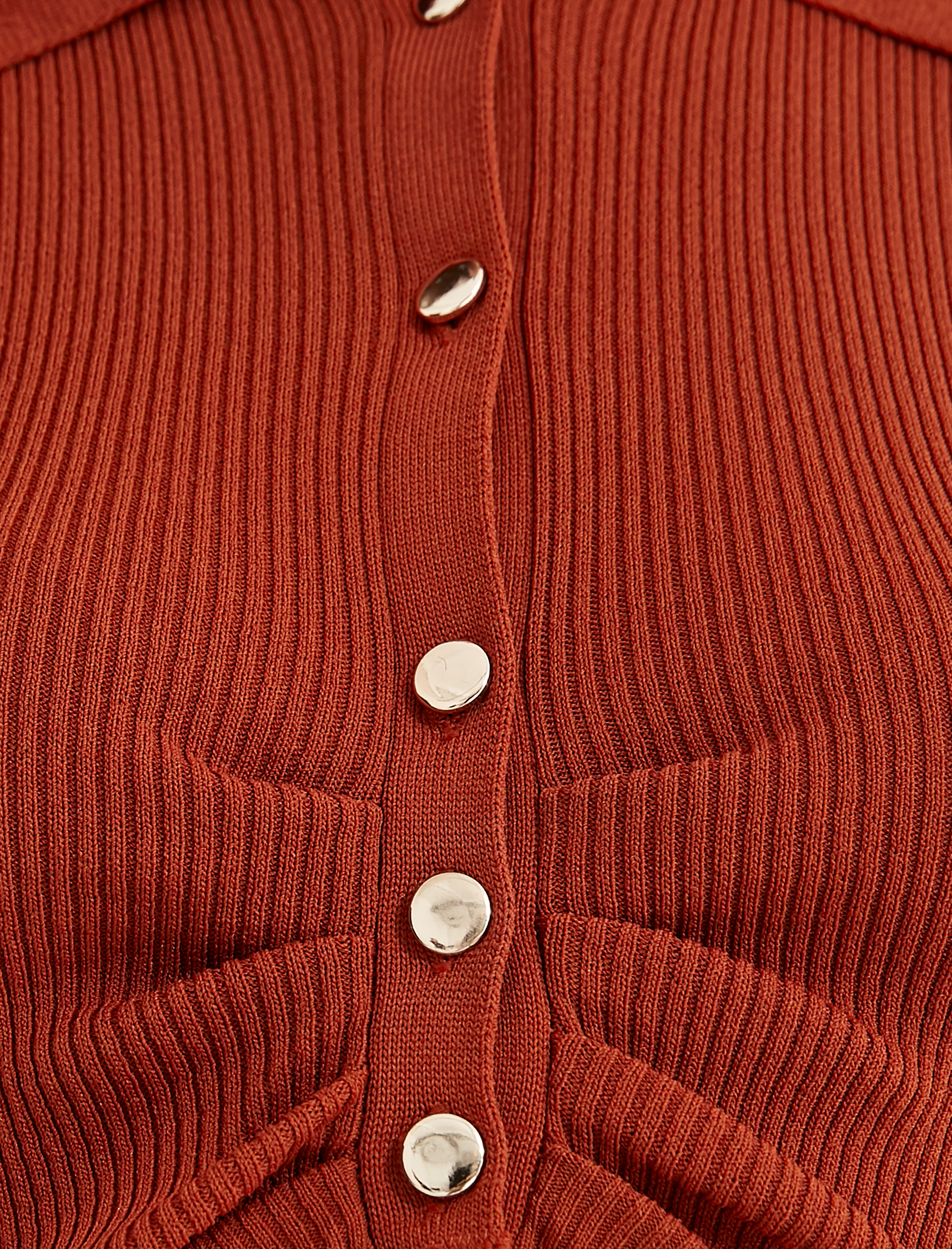   Melis Ağazat X Koton - Büzgülü Düğmeli Crop Triko Kazak