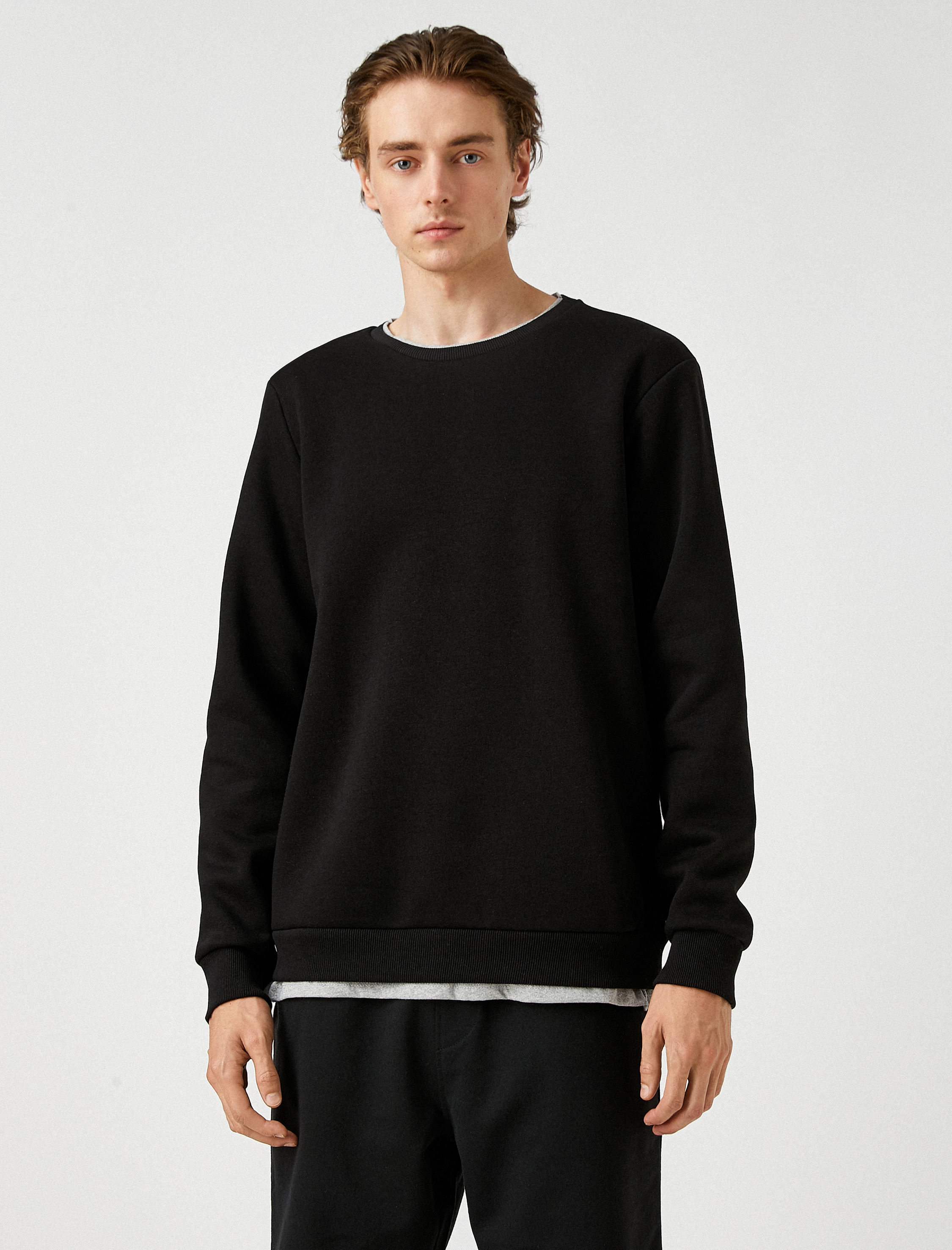   Basic Sweatshirt Şardonlu Bisiklet Yaka