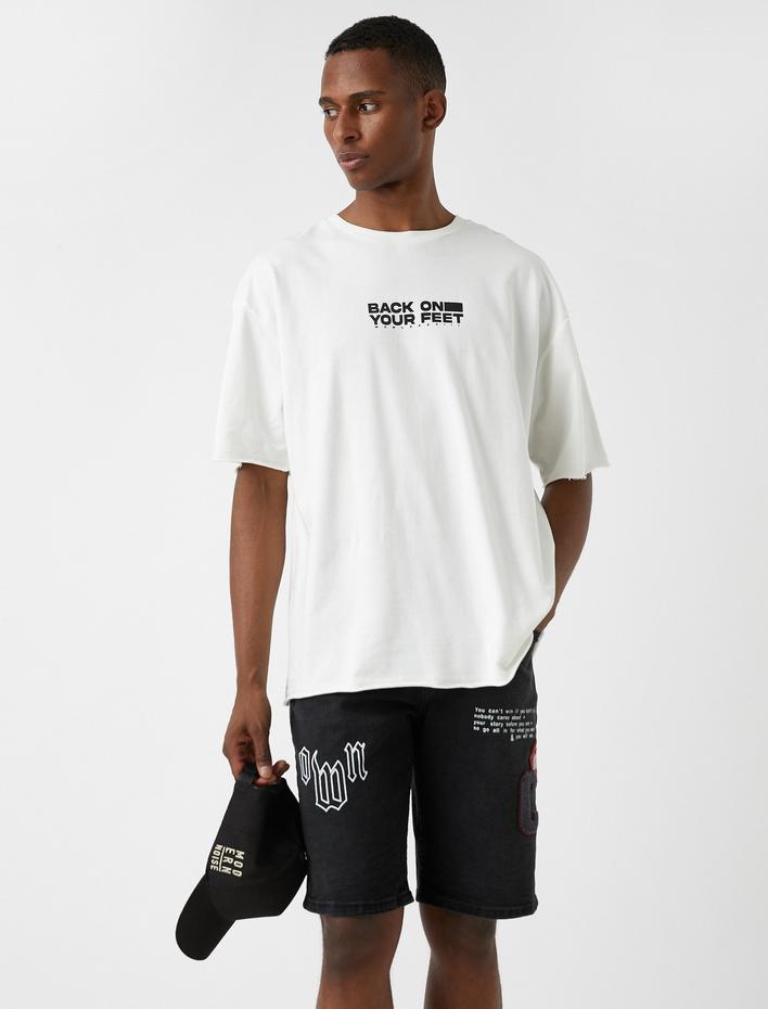  Havlu Kumaş Baskılı Kot Şort