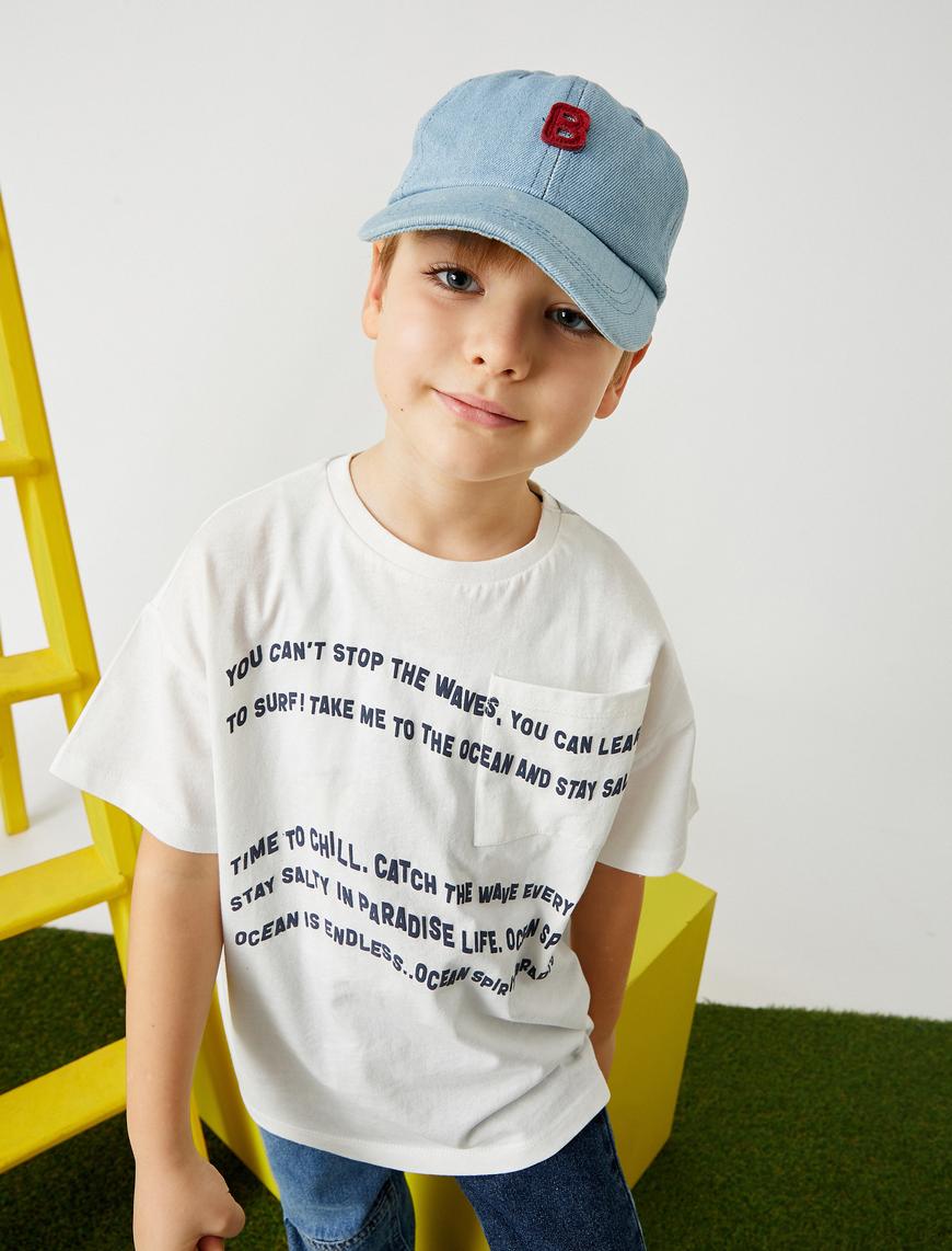  Erkek Çocuk Kep Şapka Harf İşlemeli Pamuklu