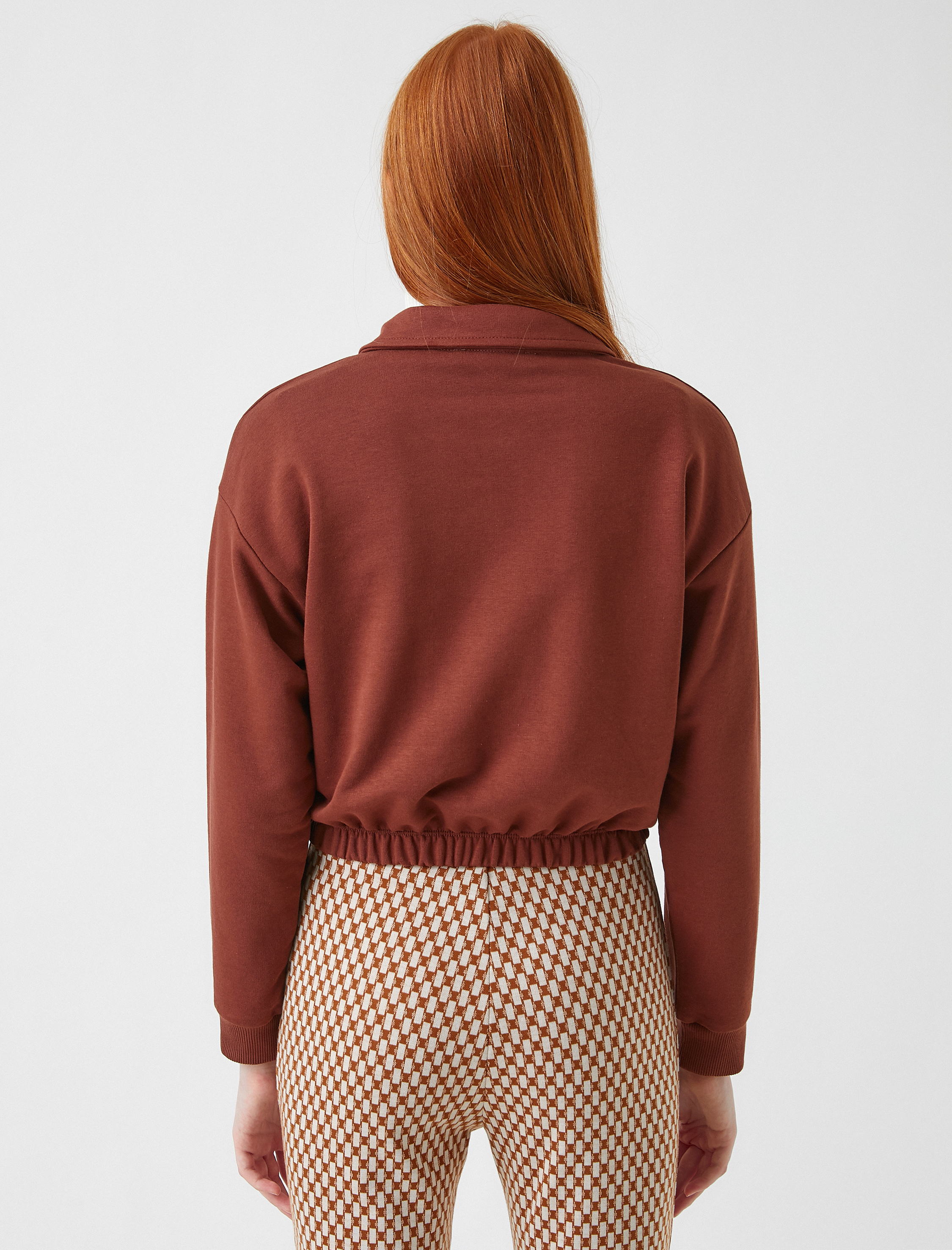   Polo Yaka Baskılı Sweatshirt