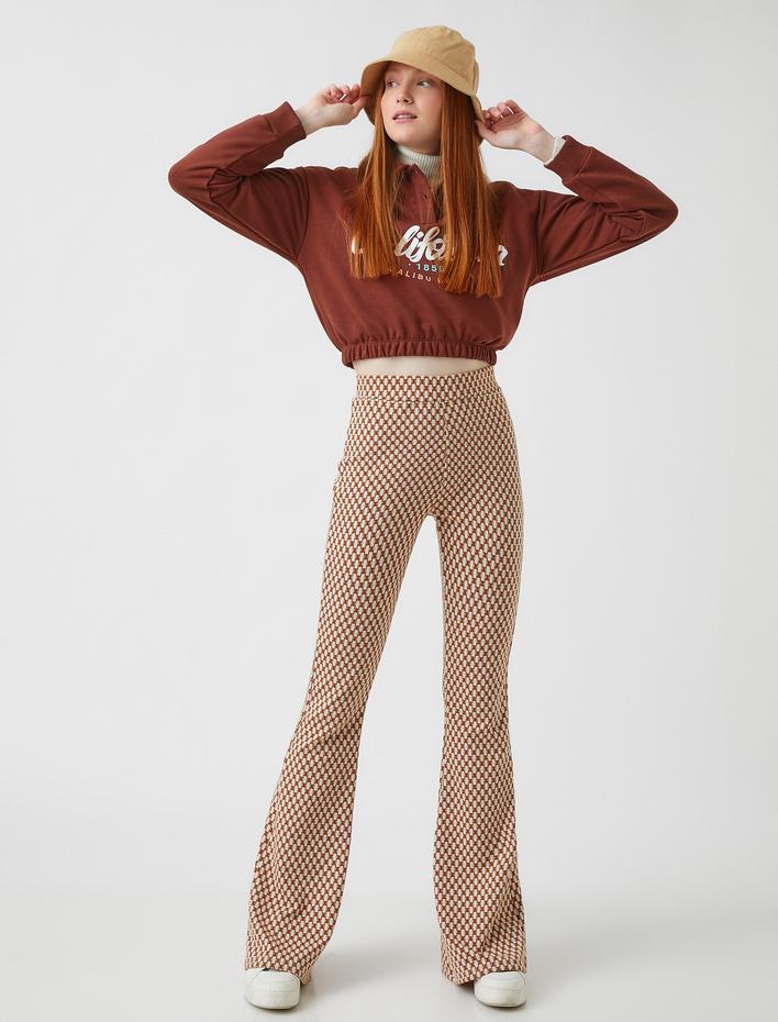  Polo Yaka Baskılı Sweatshirt