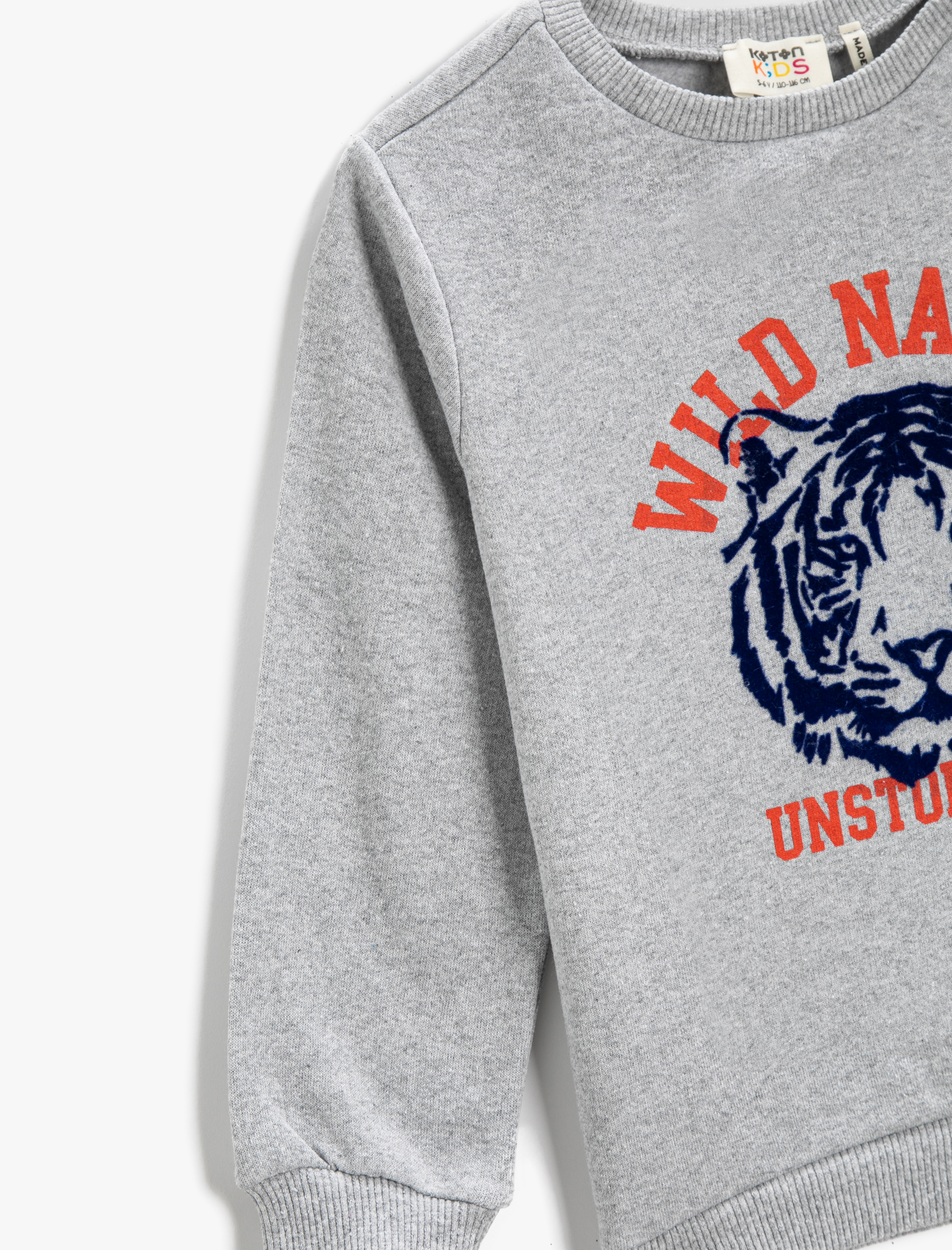  Erkek Çocuk Sweatshirt Uzun Kollu Baskılı Bisiklet Yaka