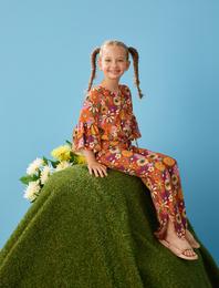 Çiçekli İspanyol Paça Pantolon