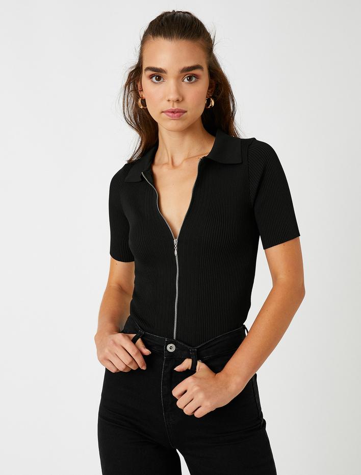  Polo Yaka Triko Fermuarlı