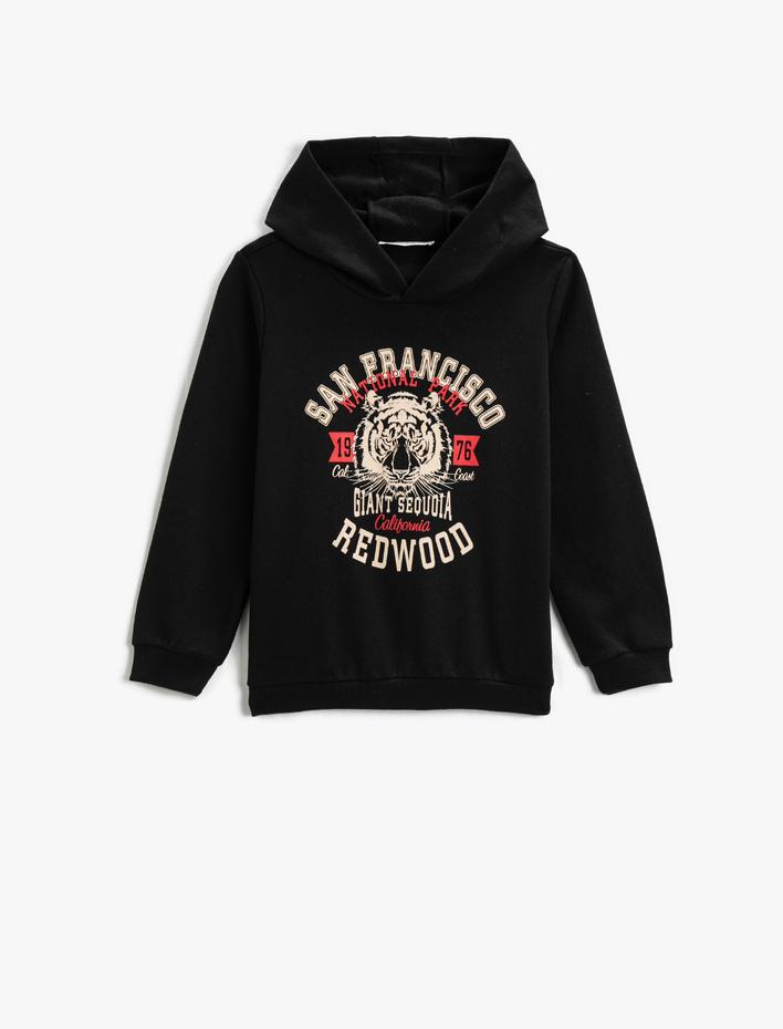 Erkek Çocuk Baskılı Kapüşonlu Sweatshirt