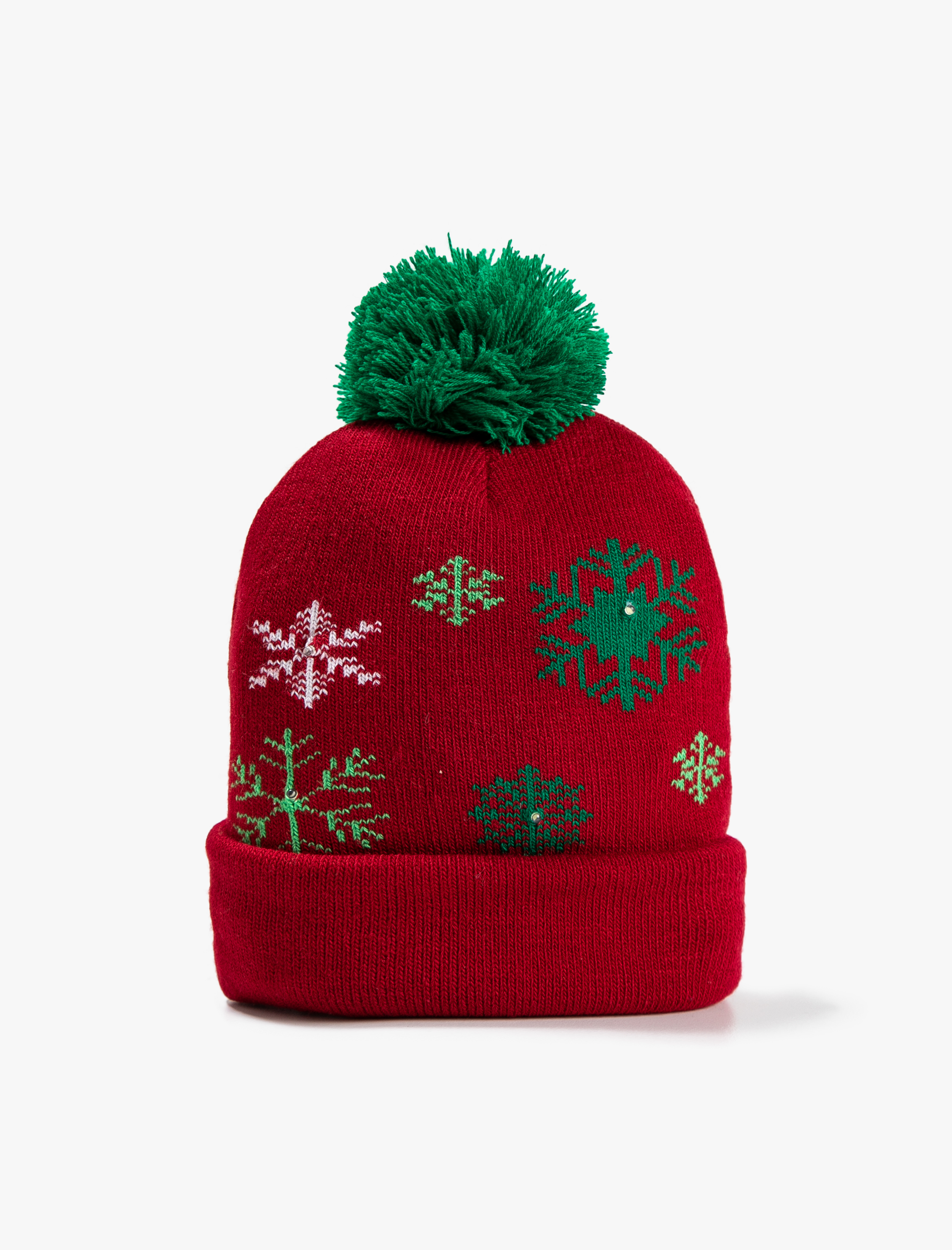  Erkek Çocuk Örgü Bere Yılbaşı Temalı Ponponlu Karanlıkta Parlayan