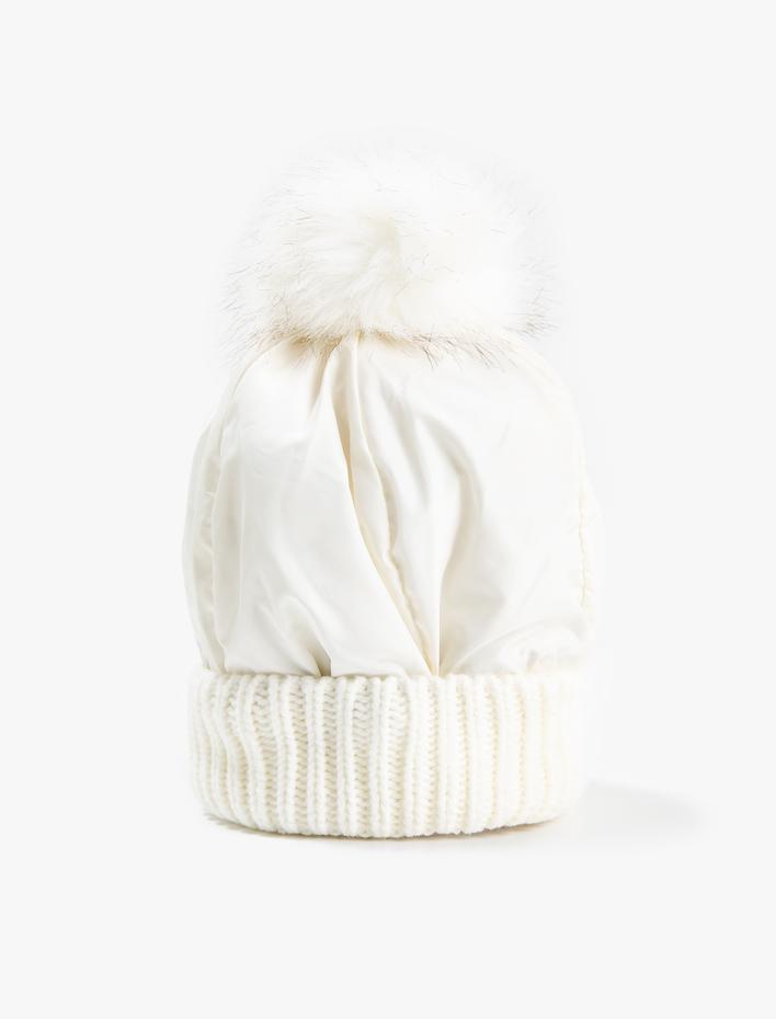 Kadın Ponponlu Şişme Bere Ribanalı