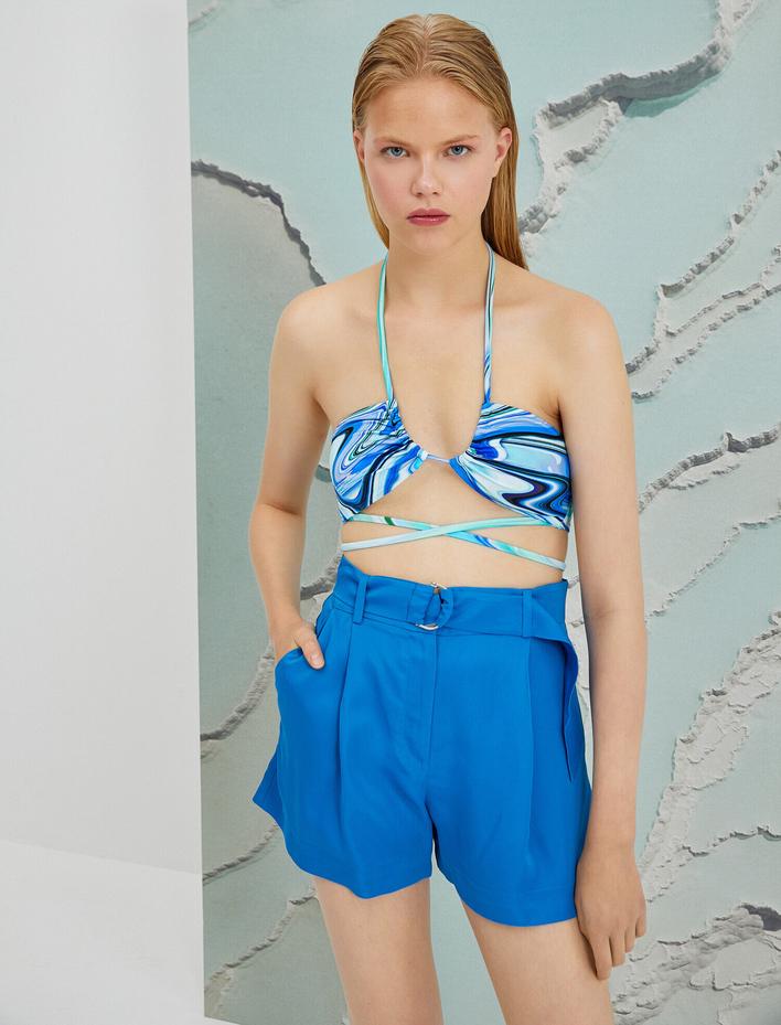  Koton X Şahika Ercümen - İpek Görünümlü Kemer Detaylı Şort