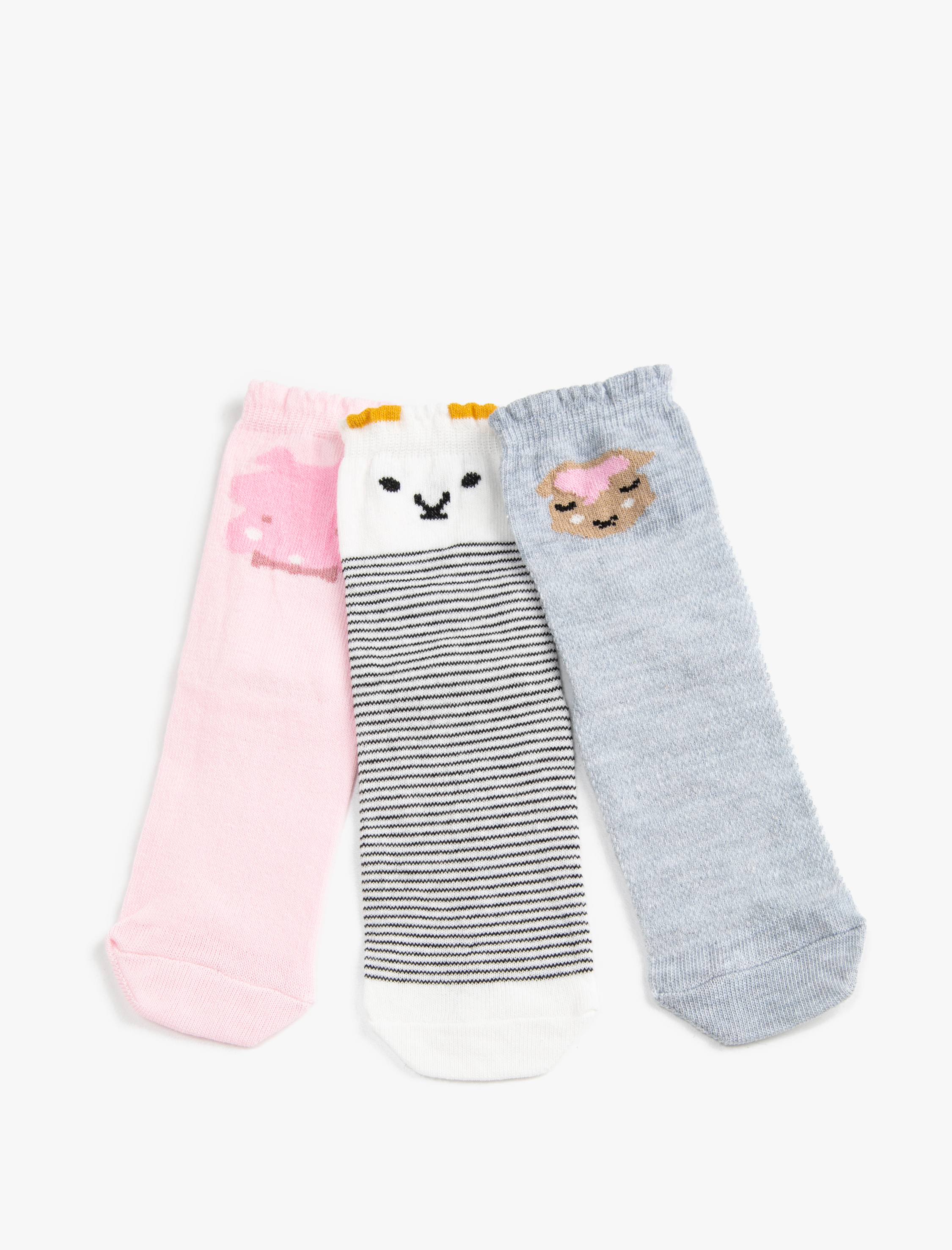  Kız Çocuk 3'lü Baskılı Çorap Paketi