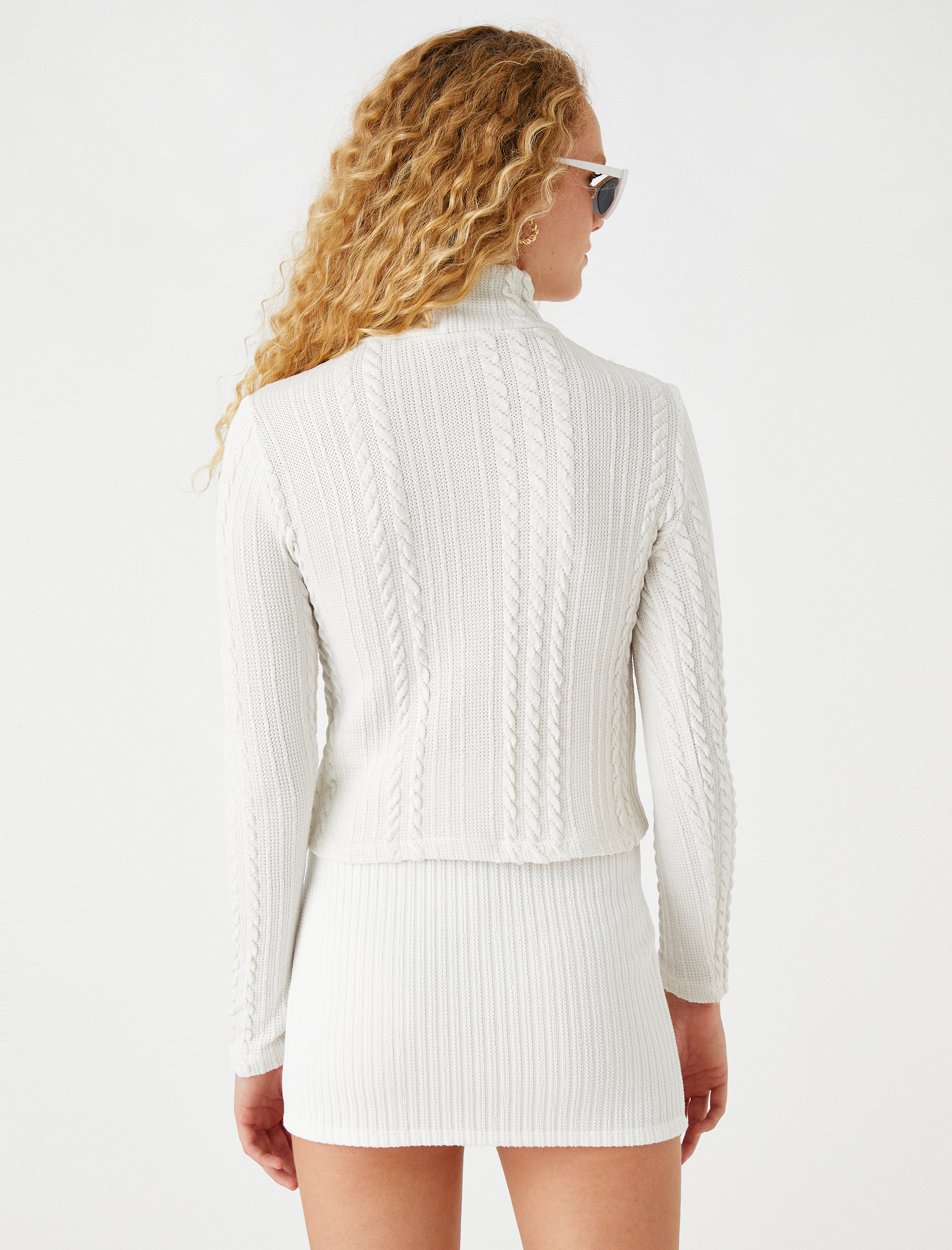   Boğalı Kazak Örgü Detaylı Uzun Kollu