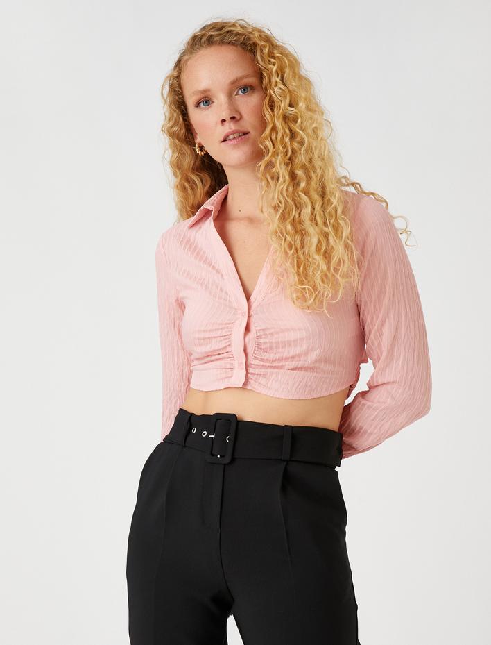  Crop Gömlek Drape Detaylı