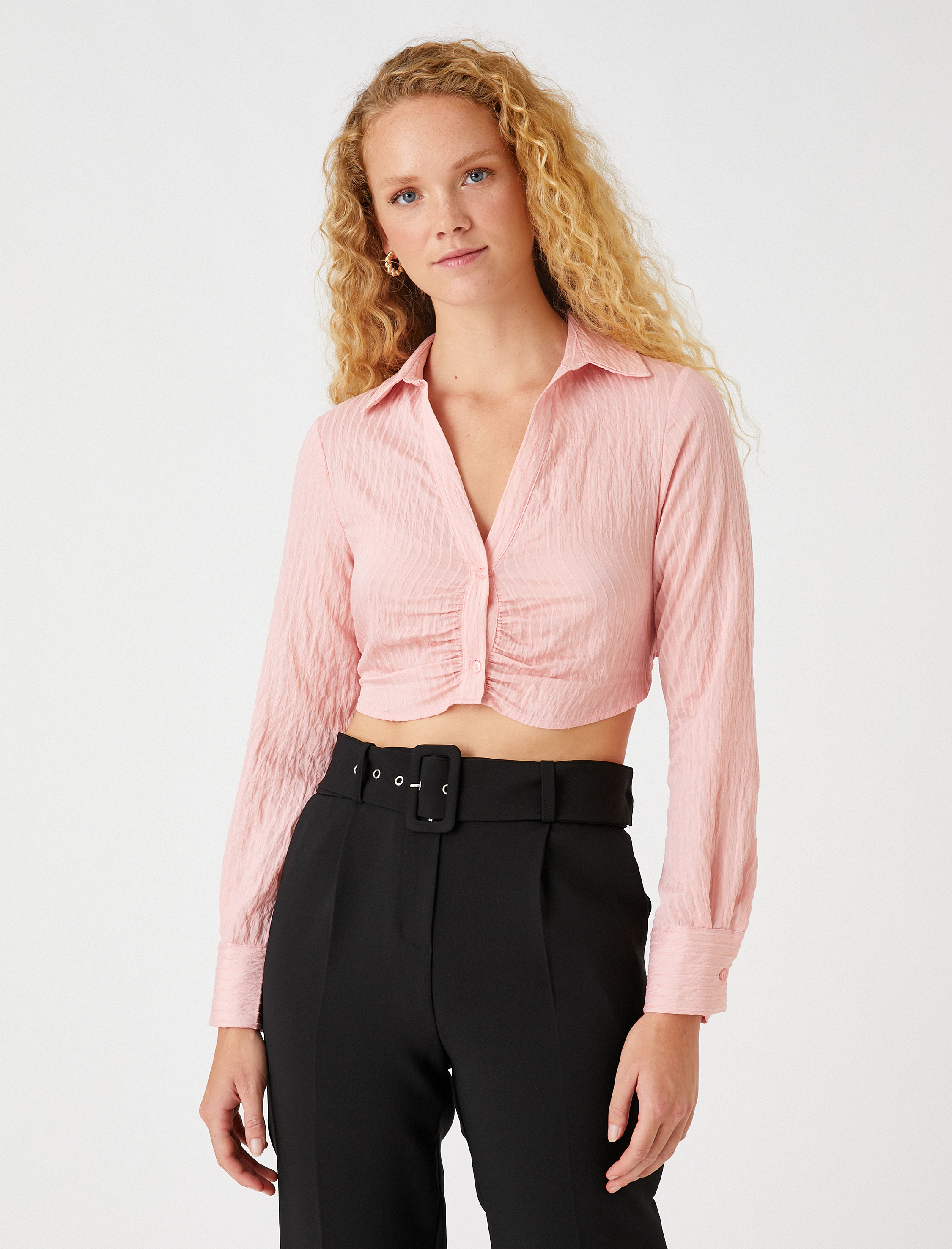   Crop Gömlek Drape Detaylı