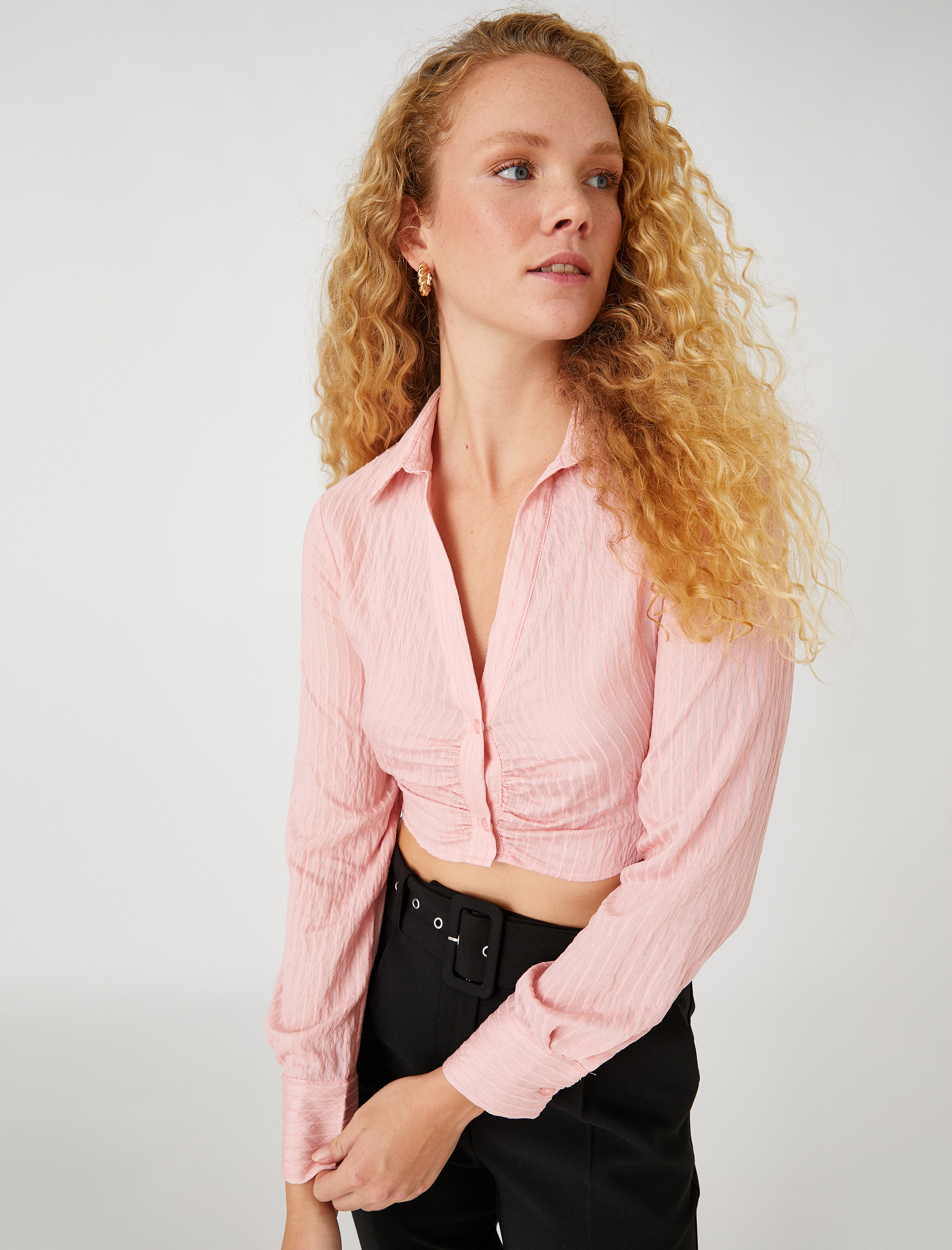   Crop Gömlek Drape Detaylı