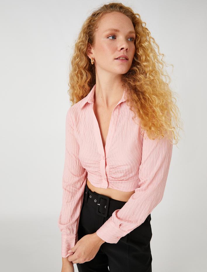  Crop Gömlek Drape Detaylı